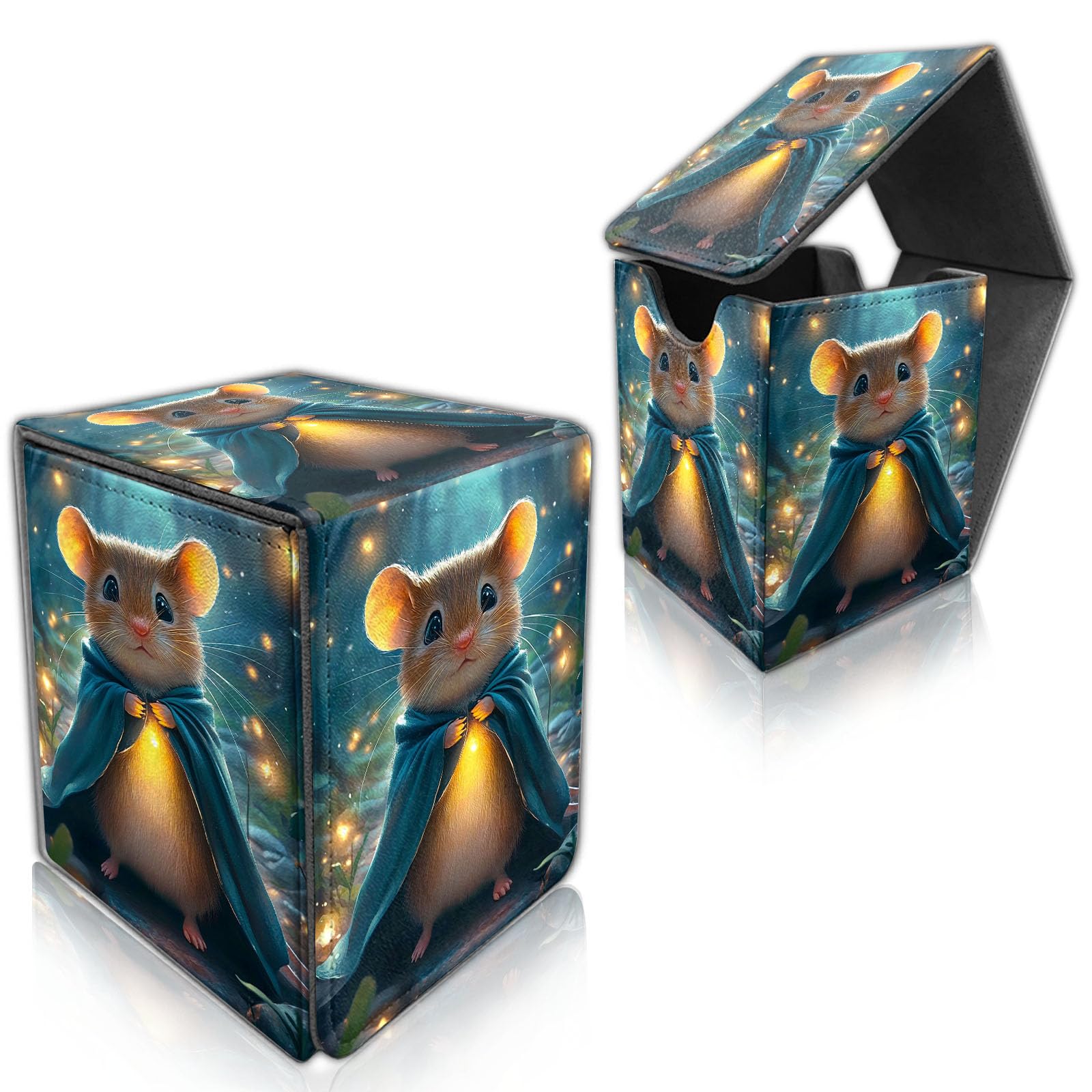DISUOFEART for MTG Deck Box, Trading Card Storage Case Holds 100+ Sleeved Cards, Cute Little Mouse Magnetic Closure Durable Deck Holder for Magic The Gathering, TCG & Commander