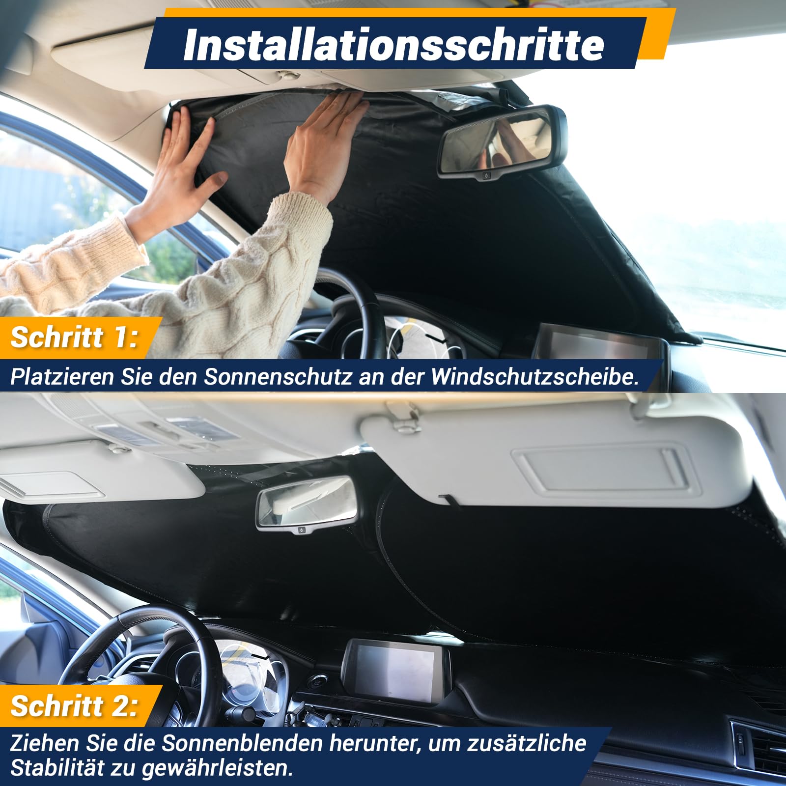 Sonnenschutz Auto Frontscheibe,Sonnenschutz Auto,Auto UV Schutz,2025 Faltbar Reflektierend Sonnenschirm mit UV Shutz für Auto Windschutzscheibe (M)