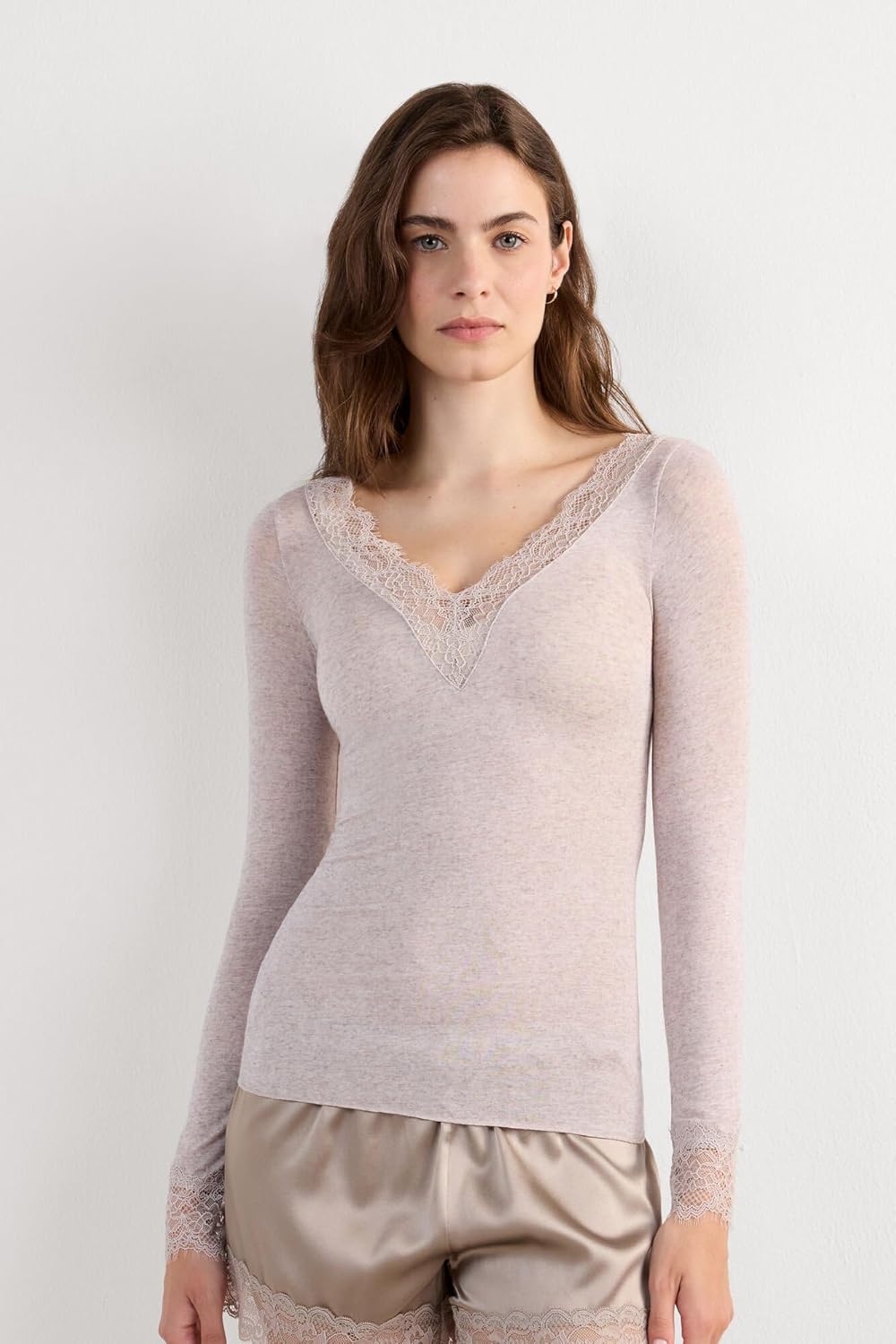 Intimissimi Woman's Sheer Ultralight Cashmere Lace Long Sleeve Shirt - Image 2