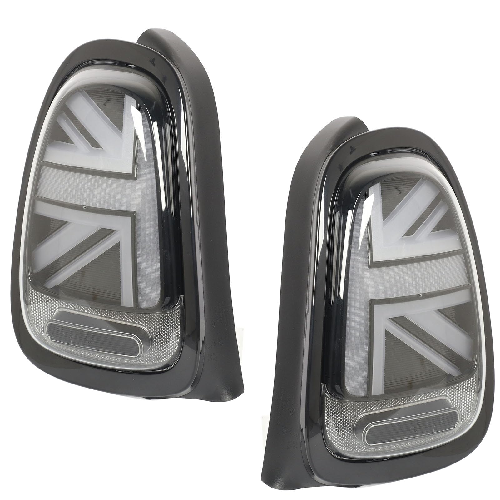 Tbest Luces Traseras LED Completas Union Jack, Señal de Secuencial, Actualización Plug and Play para Mini F55 F56 F57 S JCW Modelos 2014 a 2024 Marco Negro de Alto Brillo (blanco negro)