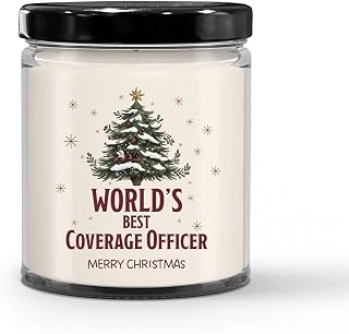 World's Best Coverage Officer Candle for Christmas Party - Gifts for Insurance Officer Staff Employee Insurance Consultant Coverage Men & Women - 9oz Vanilla Scented Soy Wax