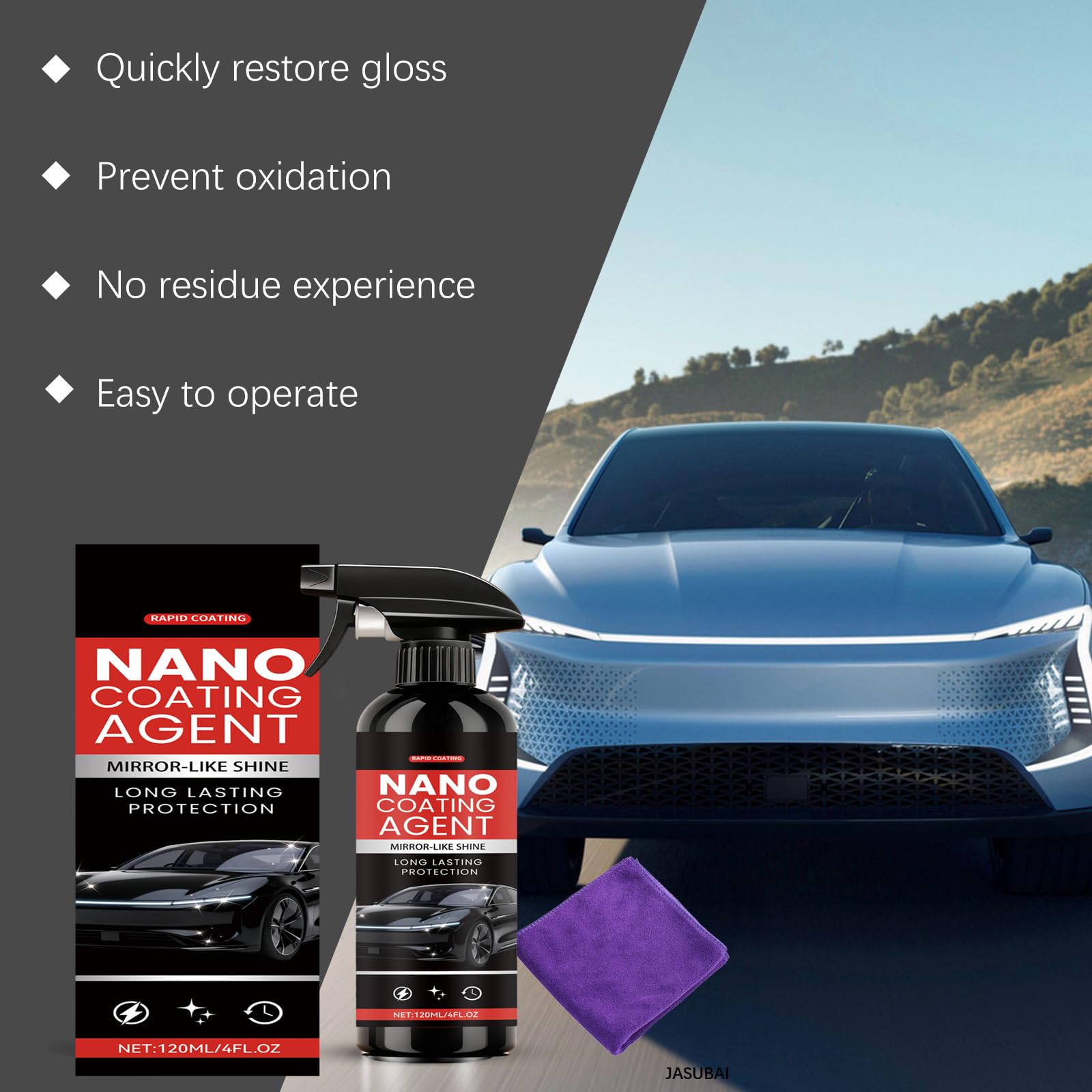 3-in-1-Nano-Keramik-Beschichtungsspray, Nano-Synthetik-Sprühversiegelung fürs Auto, Kratzerentferner und hydrophobe Versiegelung, Sofortreparatur tiefer Kratzer, Glanzschutz ohne Wasserpolitur (6PCS)
