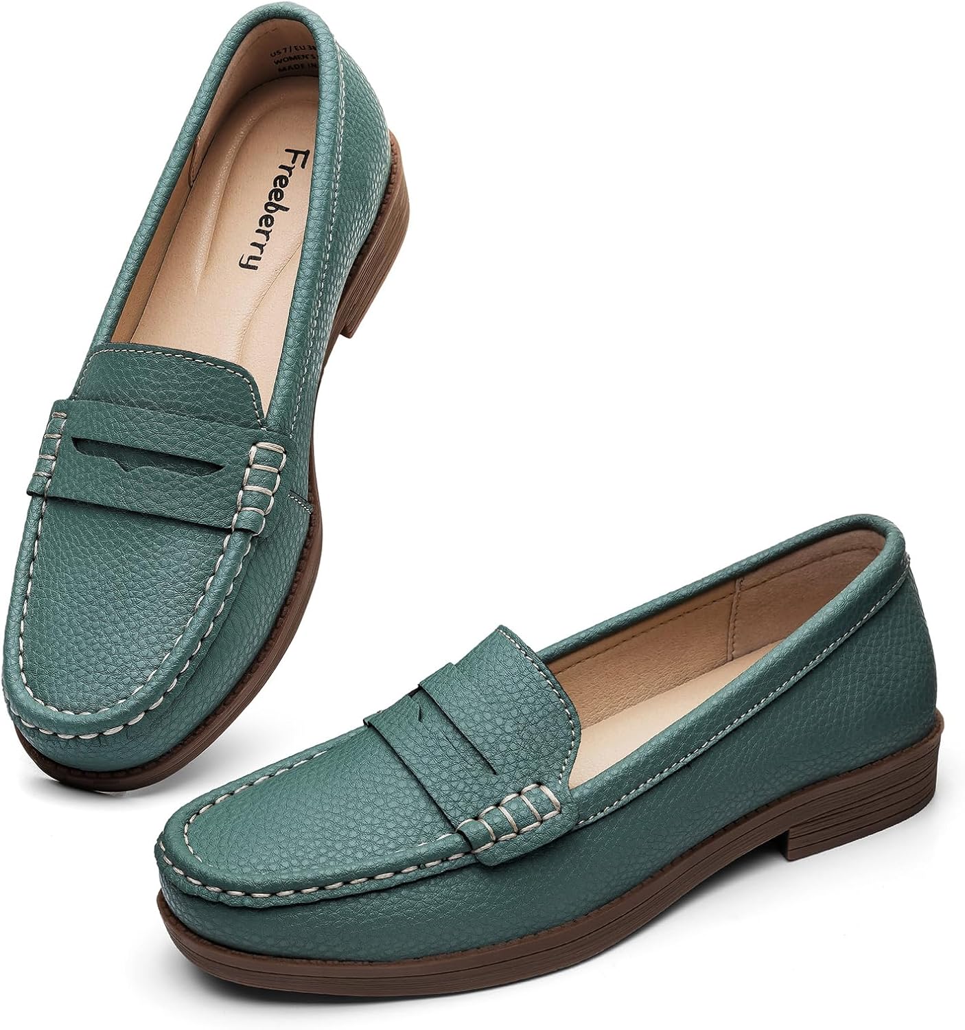 Women's Comfortable Leather Penny Loafers Slip On Business Casual Dress Shoes Lightweight Office Work Flats Everyday Walking Shoes for Women