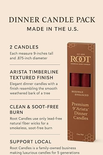 Miniatura 6 de Root Candles Velas rústicas sin perfume con mezcla de cera de abejas sin goteo Timberline Arista, 2 unidades, 9 pulgadas, color blanco