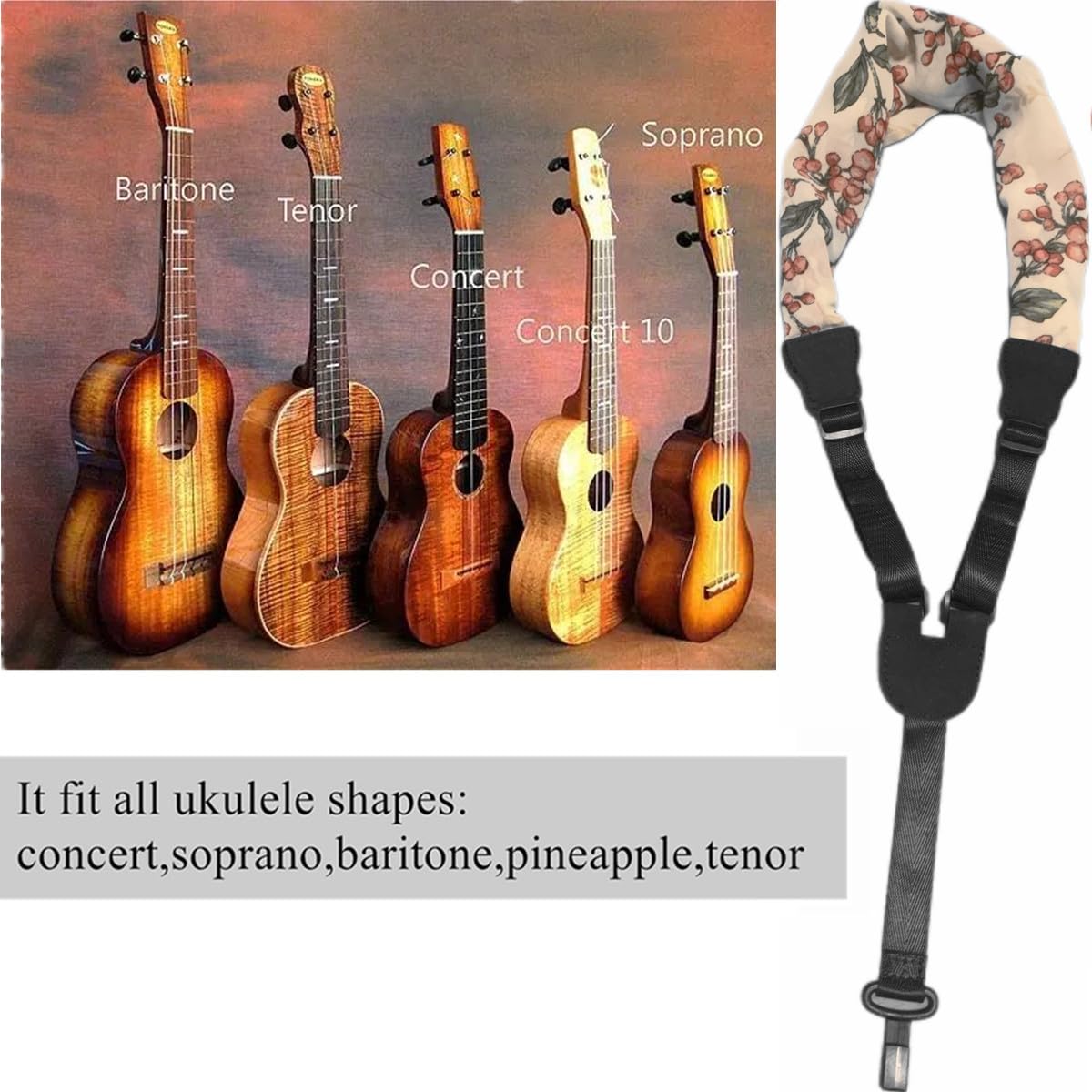 Trssorm Ukulele Strap Scarf Style Adjustable Neck Strap and Ukulele Belt with Hook for Guitar, Yellow, 75 - Image 4