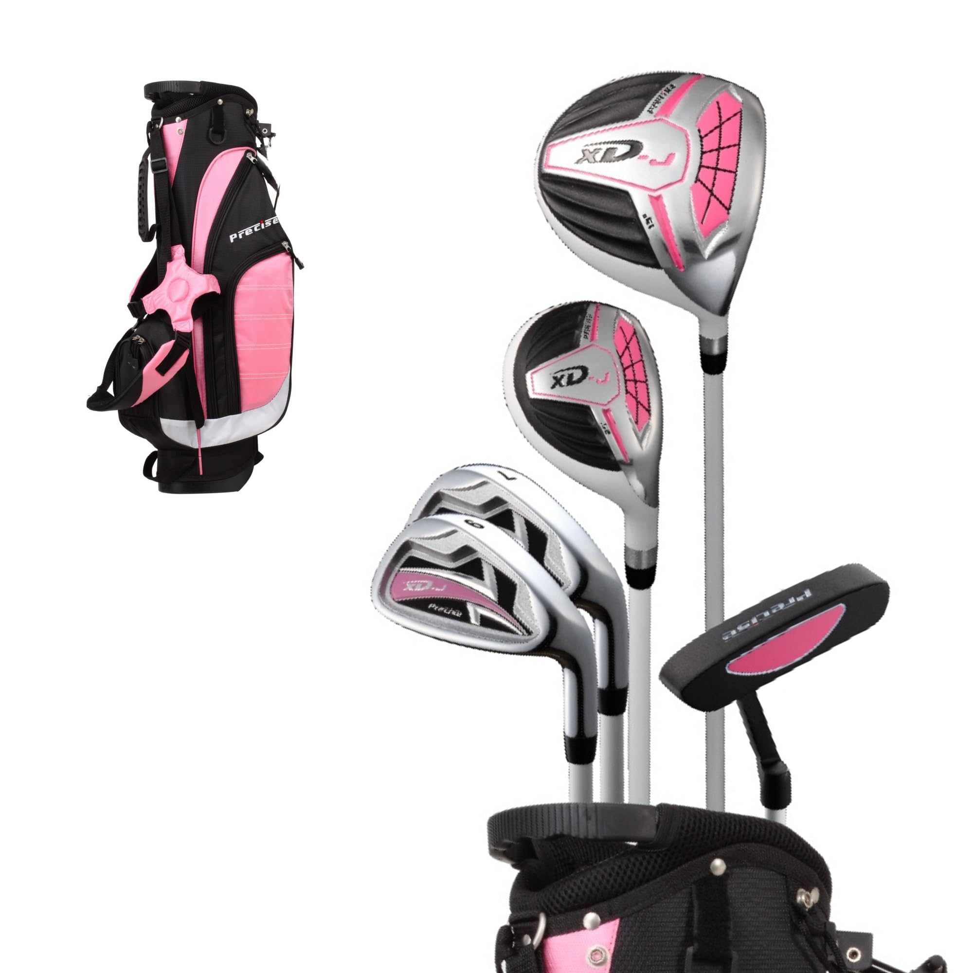 XD-J Kids Golf Clubs Set – Boys’ & Girls’ Junior Golf Set with Lightweight Graphite Shafts, Hybrid, Putter & Stand Bag