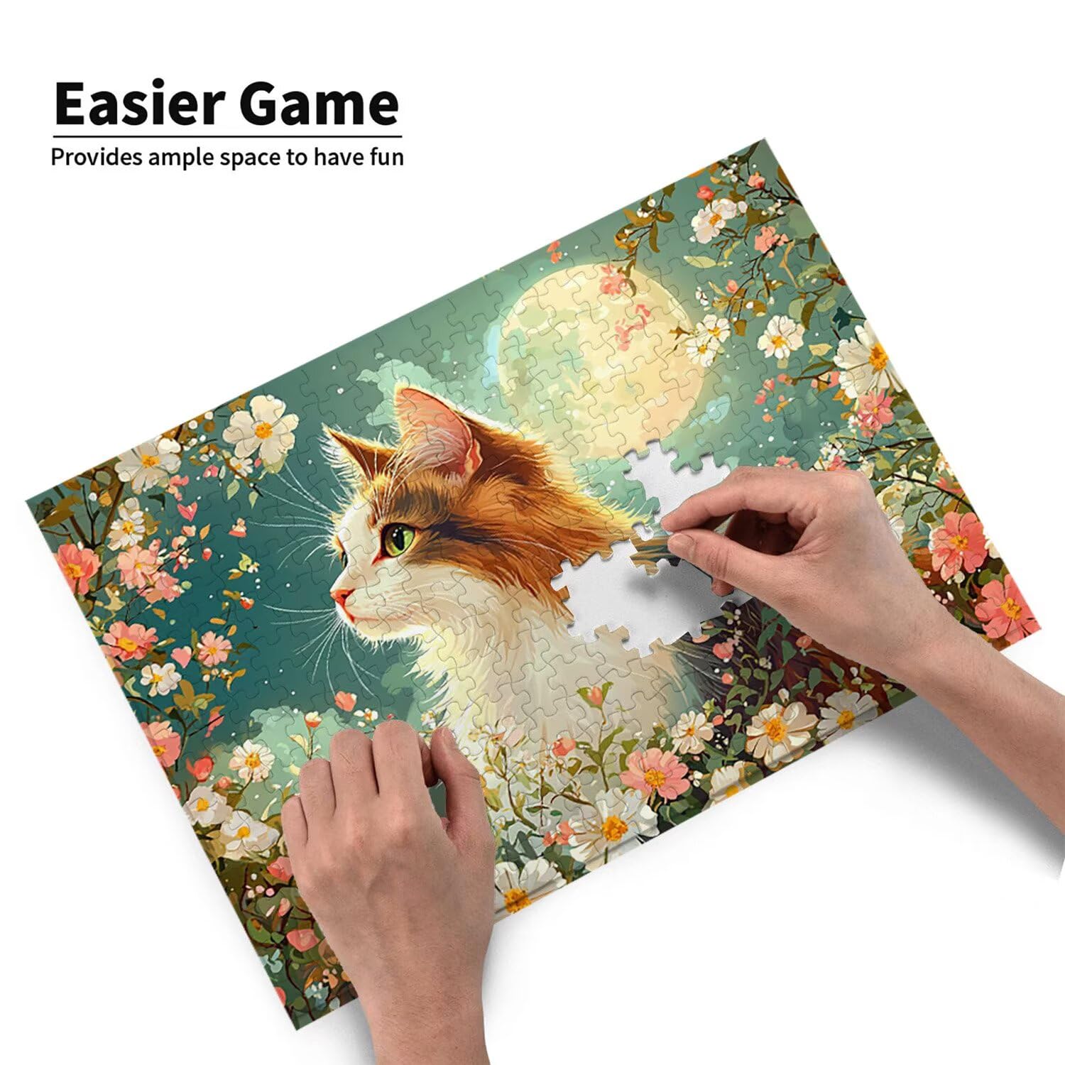 Puzzle 156 x 105 cm, 5000 sztuk puzzli dla dorosłych, prezent rocznicowy, prezent świąteczny, dekoracja domu, zapobieganie degeneracji mózgu u osób starszych (Księżycowy kot) w-545