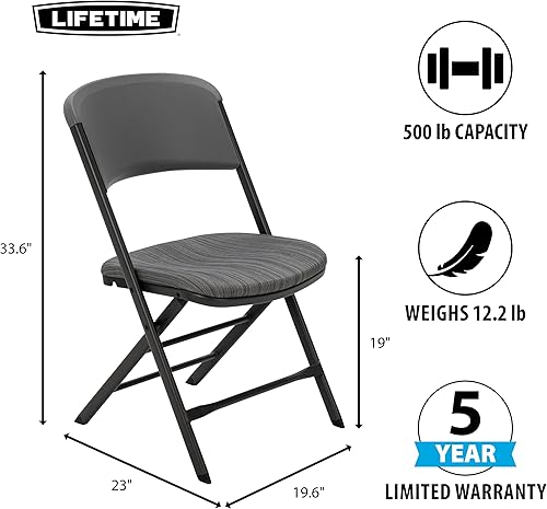 Miniatura 4 de Lifetime Sillas plegables acolchadas de grado comercial, paquete de 4, gris urbano