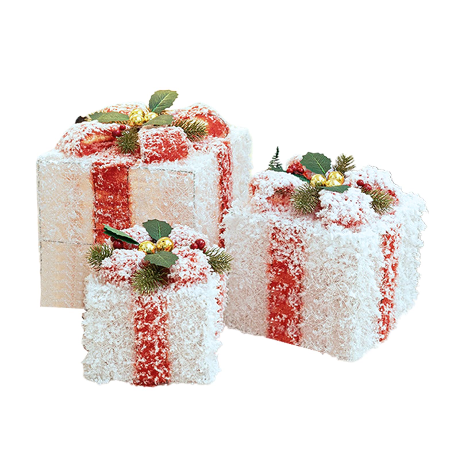 Set di scatole regalo, 3 confezioni regalo di Natale, fiocchi di neve, decorazione gonna albero di Natale, scatole regalo con fiocchi per decorazioni per feste e feste