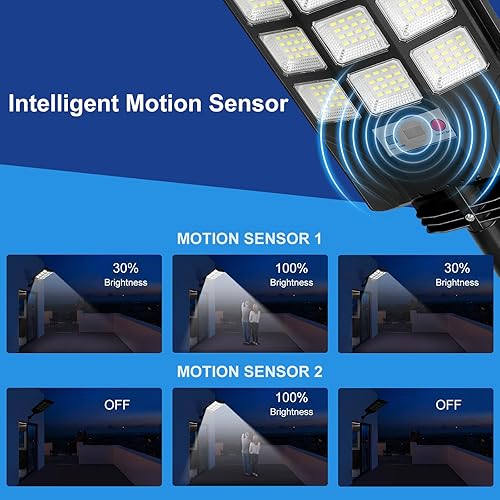 Miniatura 4 de Paquete de 4 luces solares de calle, luz de inundación para exteriores de 20000 lm con sensores de movimiento duales, del atardecer al amanecer,
