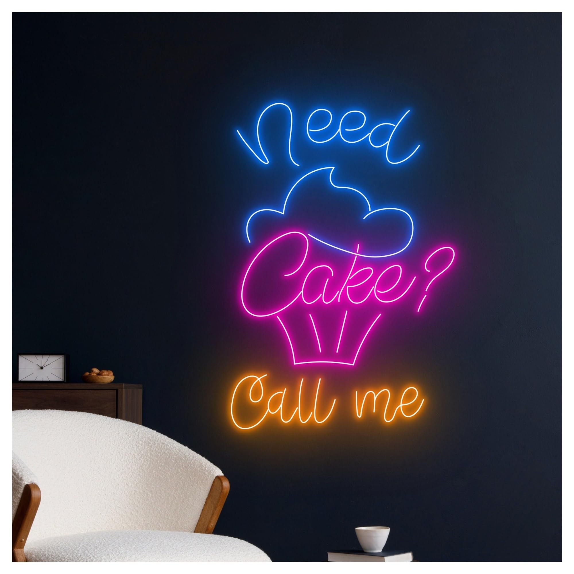 XENITE Luces Art Decoration Christmas Letrero De Neón Need Cake?luz LED Para Pastelería, Decoración Pared Para Restaurante, Tienda Comestibles, Escaparate, Entrada Comercial, 50cm
