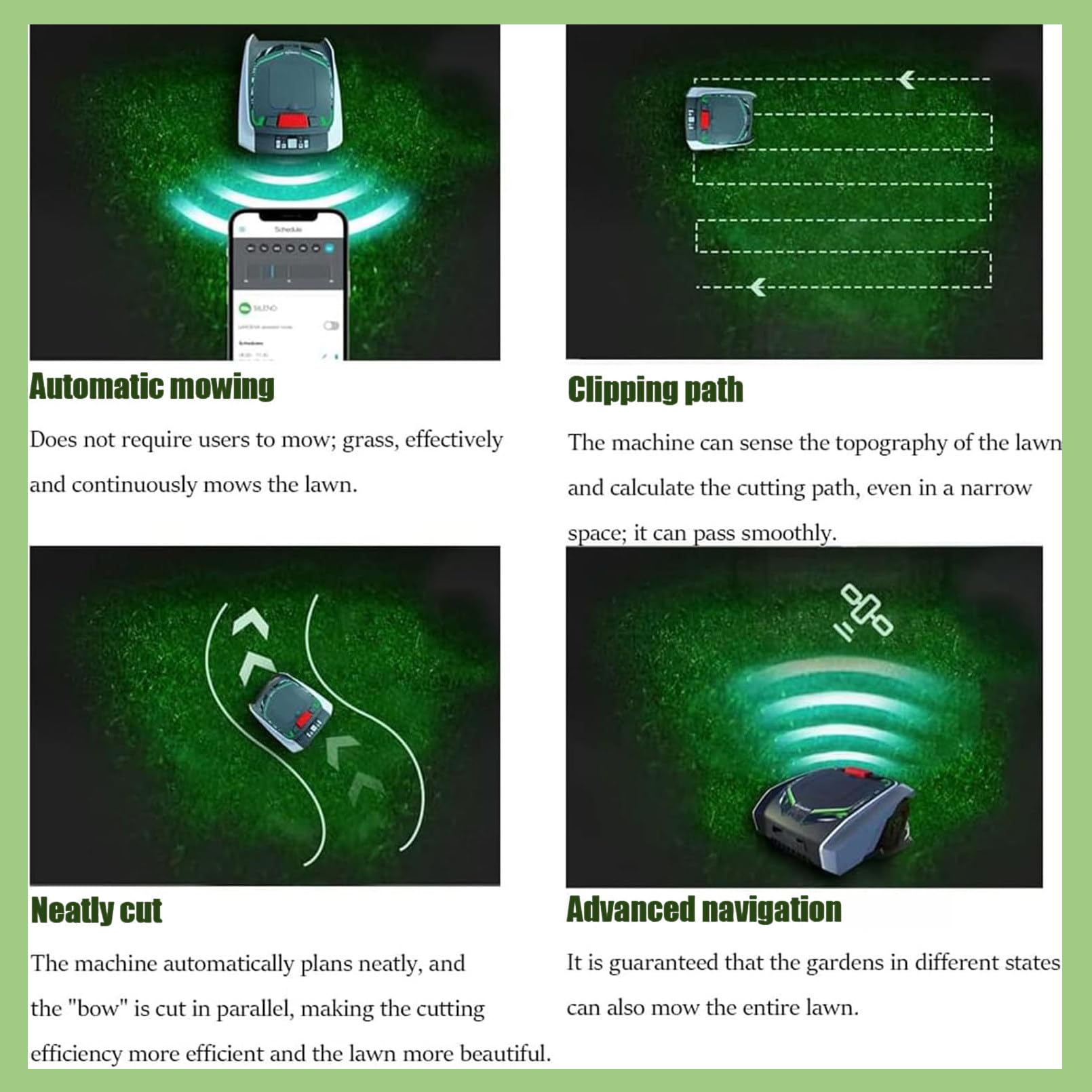 Robot cortacésped para céspedes de hasta 1500 m2 con Pendiente del 25%, ultrasilencioso, navegación Inteligente por satélite para céspedes Grandes Que Corta Solo,B