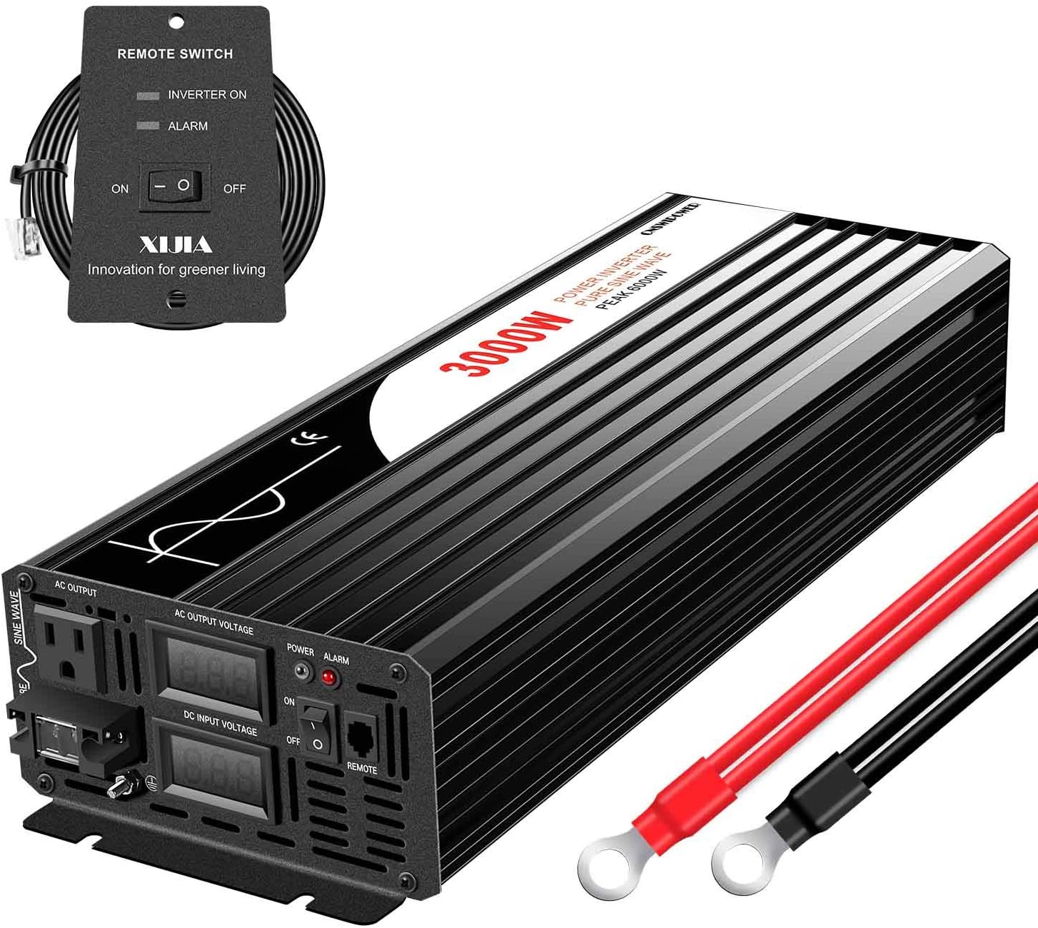 Xijia 3000W (Peak Power 6000W) Pure Sine Wave Inverter DC 24V to AC 120V 60HZ Solar Converter for Home Use car( DC24V (Range 20V-30V) 3000W)