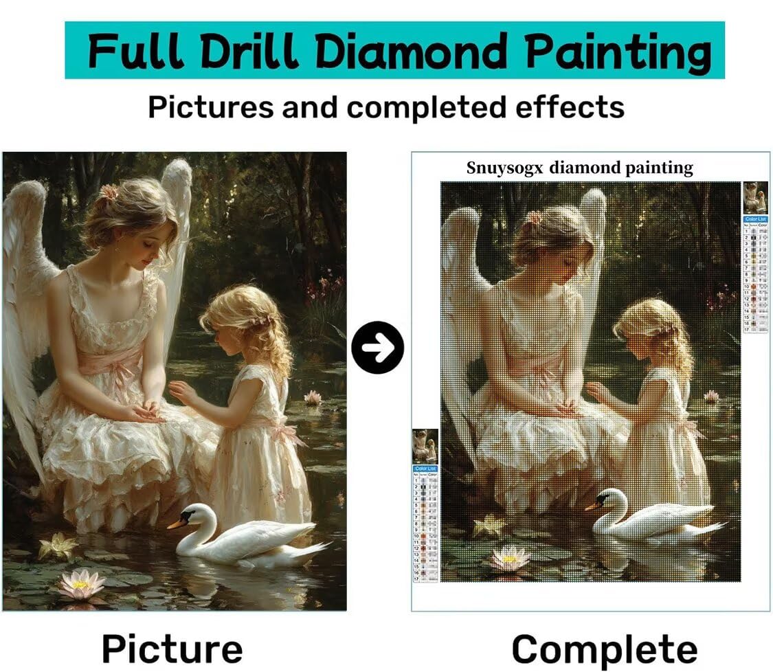 Diamond Painting XXL Mädchen für Bastelset Kinder ab 6 Jahre, Diamond Painting Engel, 5D DIY Diamant Malerei Bilder Stickerei Set, Dimond Kristall Handwerk Geschenke für Zuhause Deko 70x90cm S-199