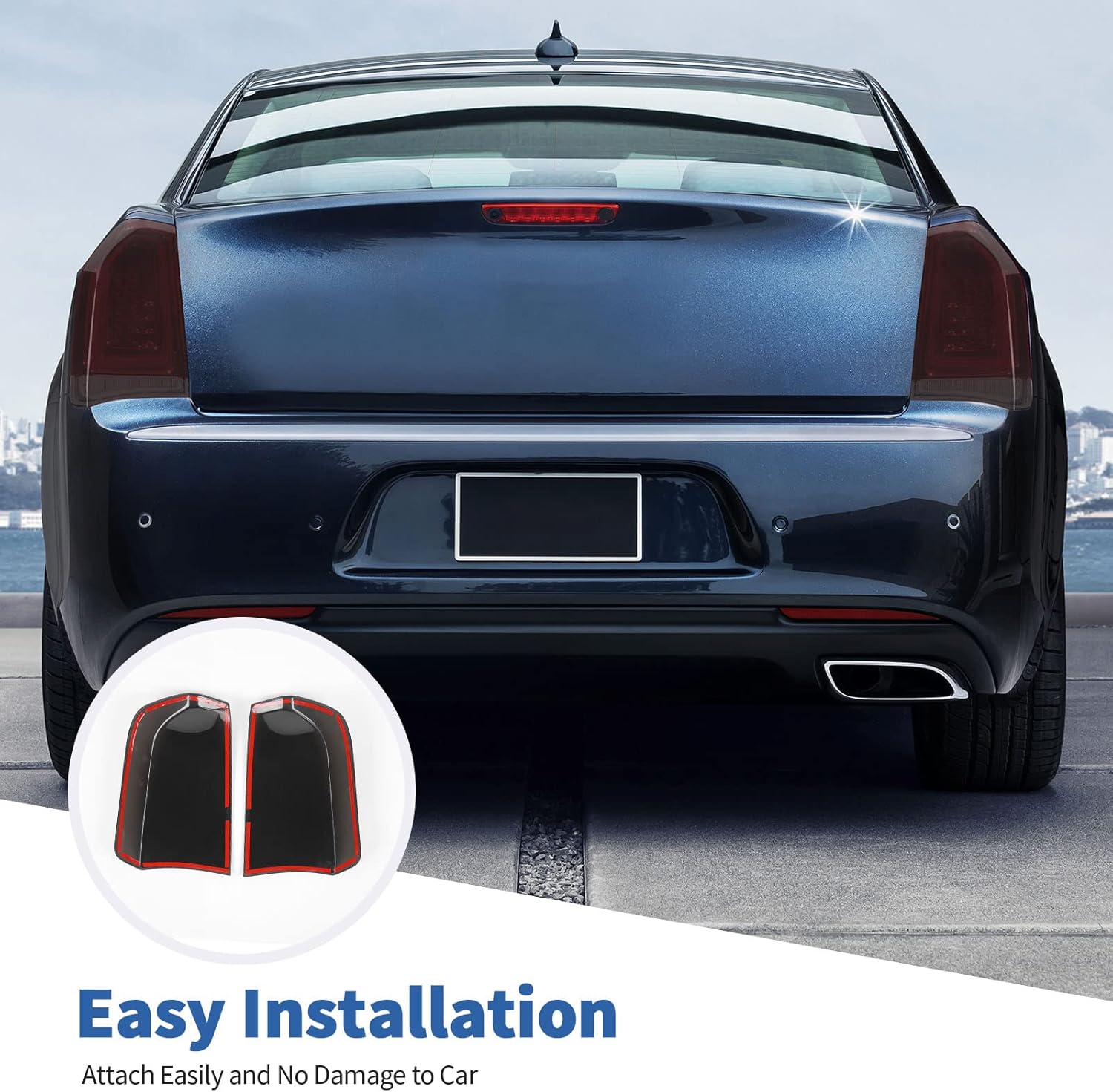 Jimen Taillight Cover Trim Compatible with Chrysler 300/300C 2015-2023