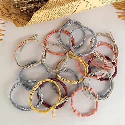 Miniatura 3 de 20 ligas para el cabello para mujer, estilo bohemio, sin daños, para cabello grueso y fino, accesorios para niñas (estilo C, 10 colores)