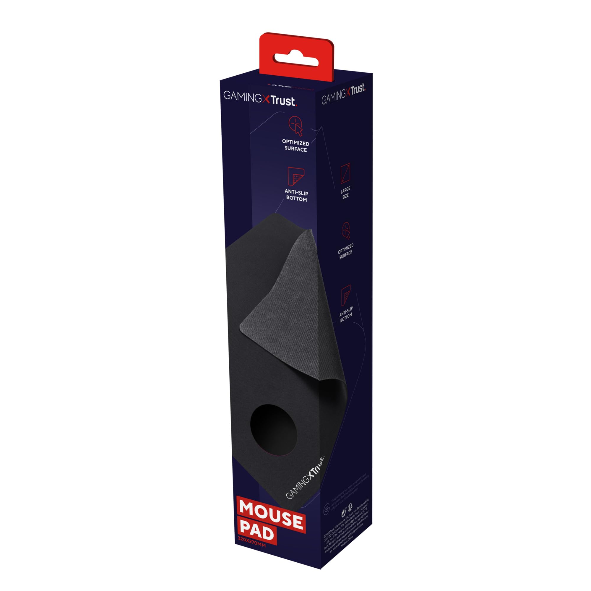 Trust Gaming GXT 754 podkładka pod mysz L 32 cm x 27 cm, zoptymalizowana struktura powierzchni, antypoślizgowy gumowy spód, podkładka pod mysz dla wszystkich myszy, czułości i czujników, czarna