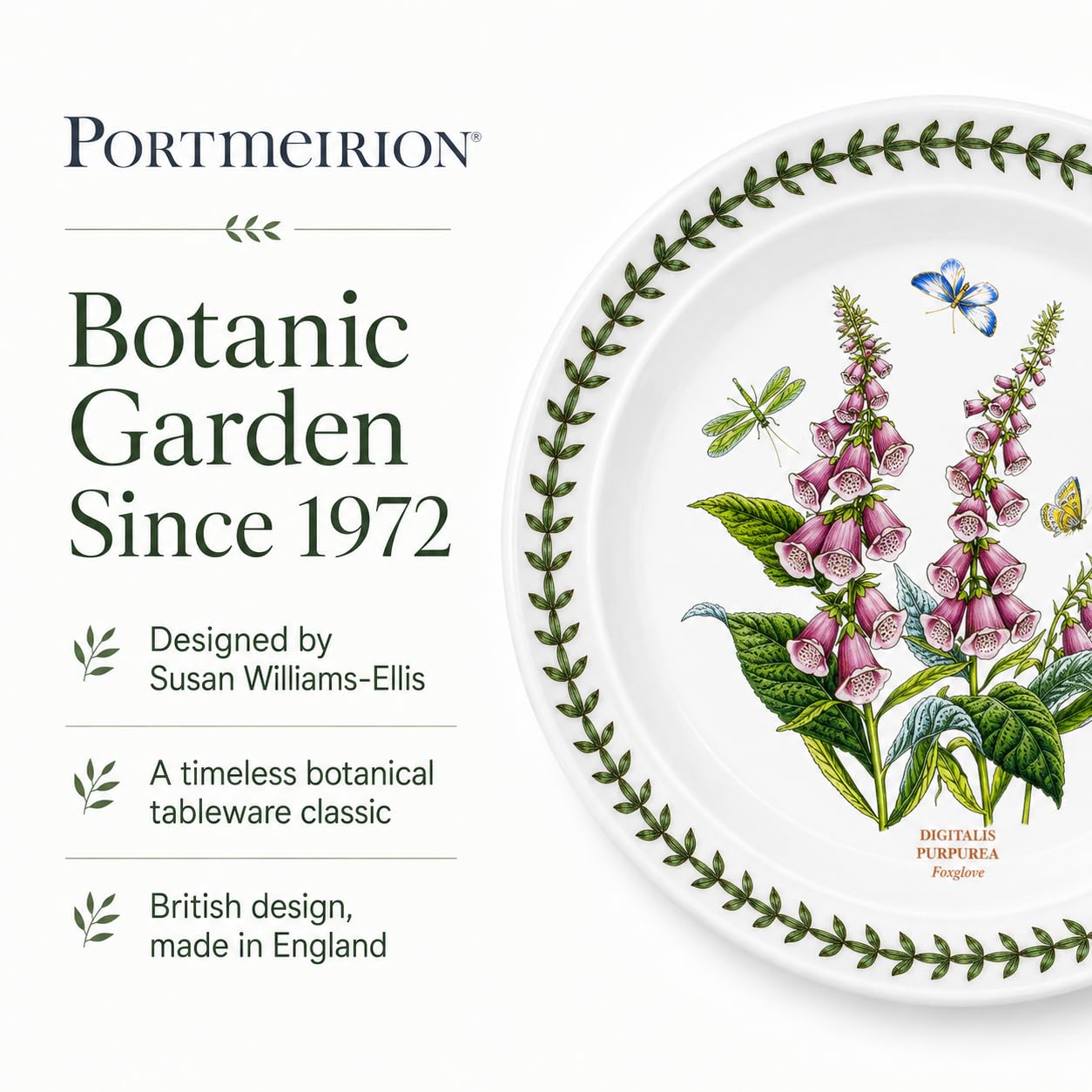 Portmeirion Botanic Garden - Juego de platos (6 unidades, 25 cm), diseño de flores