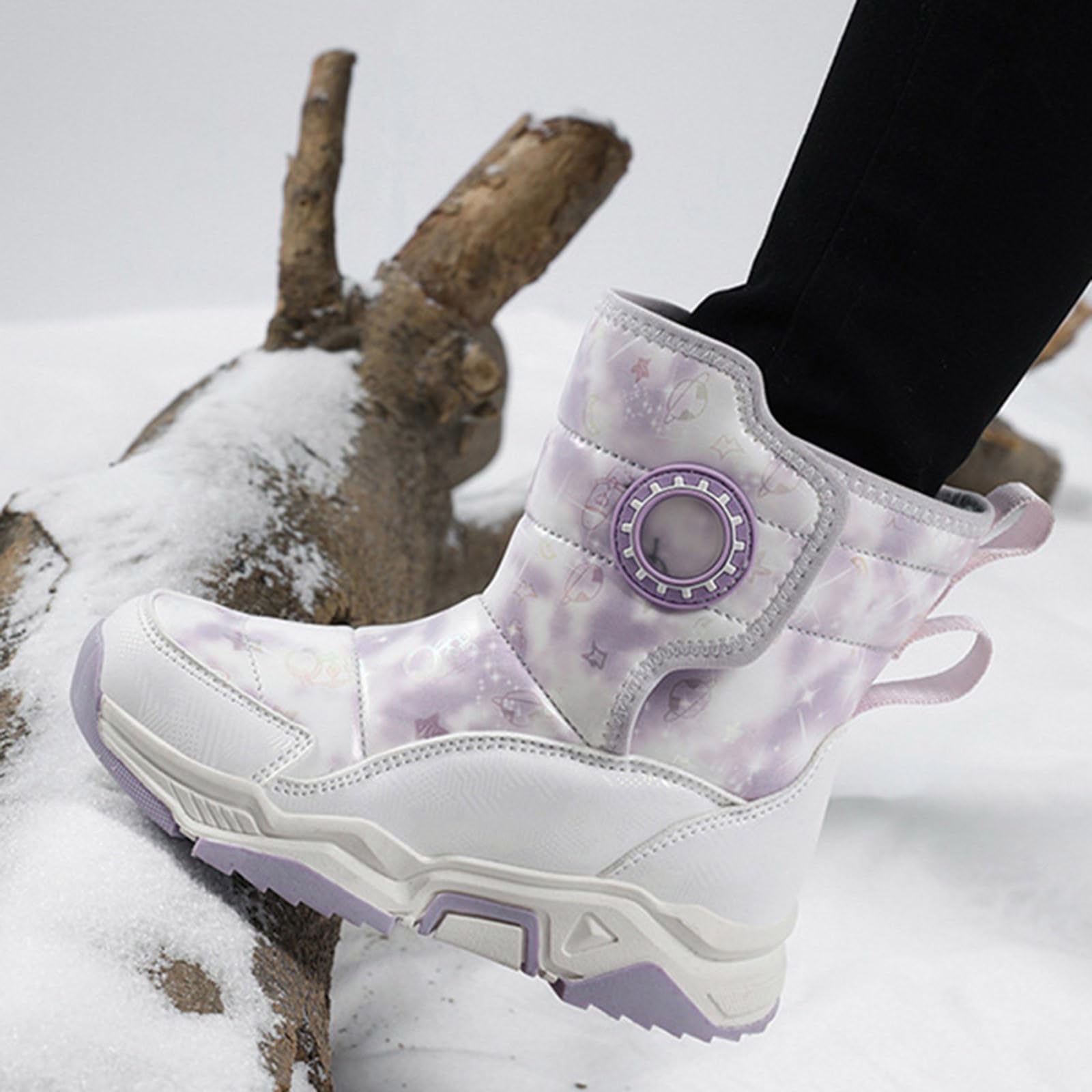 Generisch Kinder Winterschuhe Outdoor Schule Warme Schneestiefel für Jungen Mädchen (Light Purple, 36)
