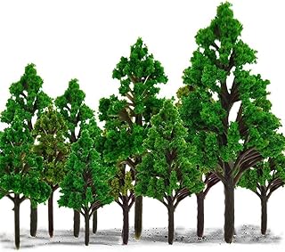 15 Pcs Model Trees, Mini Diorama Trees, Mixed Model Tree, Train Trees, Miniature Forest Railroad Scenery Pine Trees, Architecture Trees for DIY Scenery Landscape, Natural Green (1.7-3.1Inch)