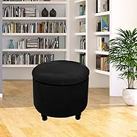 Vista 8 de XMNTG Funda elástica otomana plegable, funda de almacenamiento suave y gruesa, tela jacquard redonda, extraíble y lavable, protector de muebles