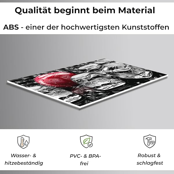 Rodnik Küchenrückwand robuste ABS-Kunststoff Platte Monolith in Deluxe Qualität, Direktdruck. MOTIVAUSWAHL (Eiswürfel und Kirschen) - 3