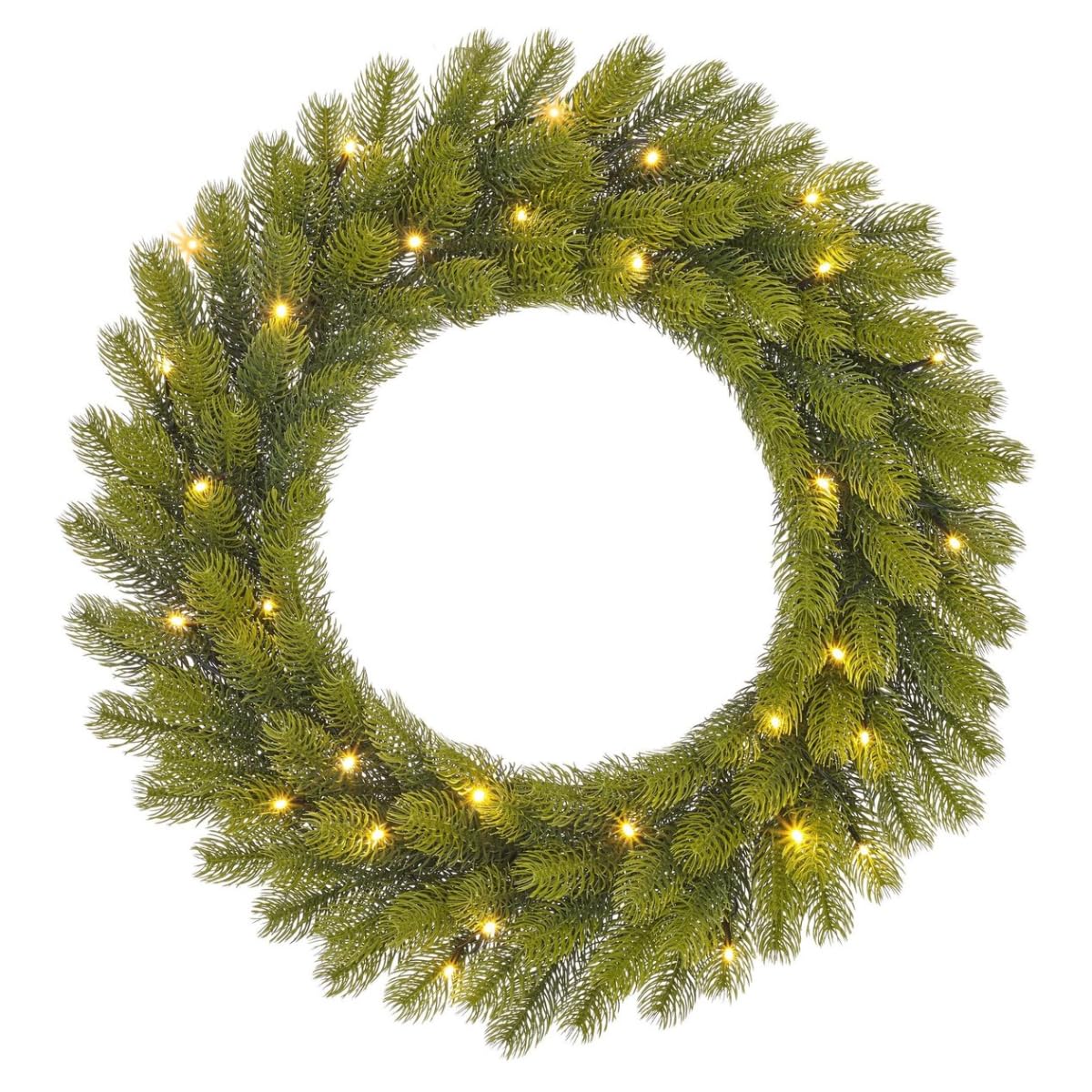 Black Box Trees Limber Couronne de Noël LED pour l'extérieur avec minuterie et variateur d'intensité - H 15 x Ø 60 cm - Vert