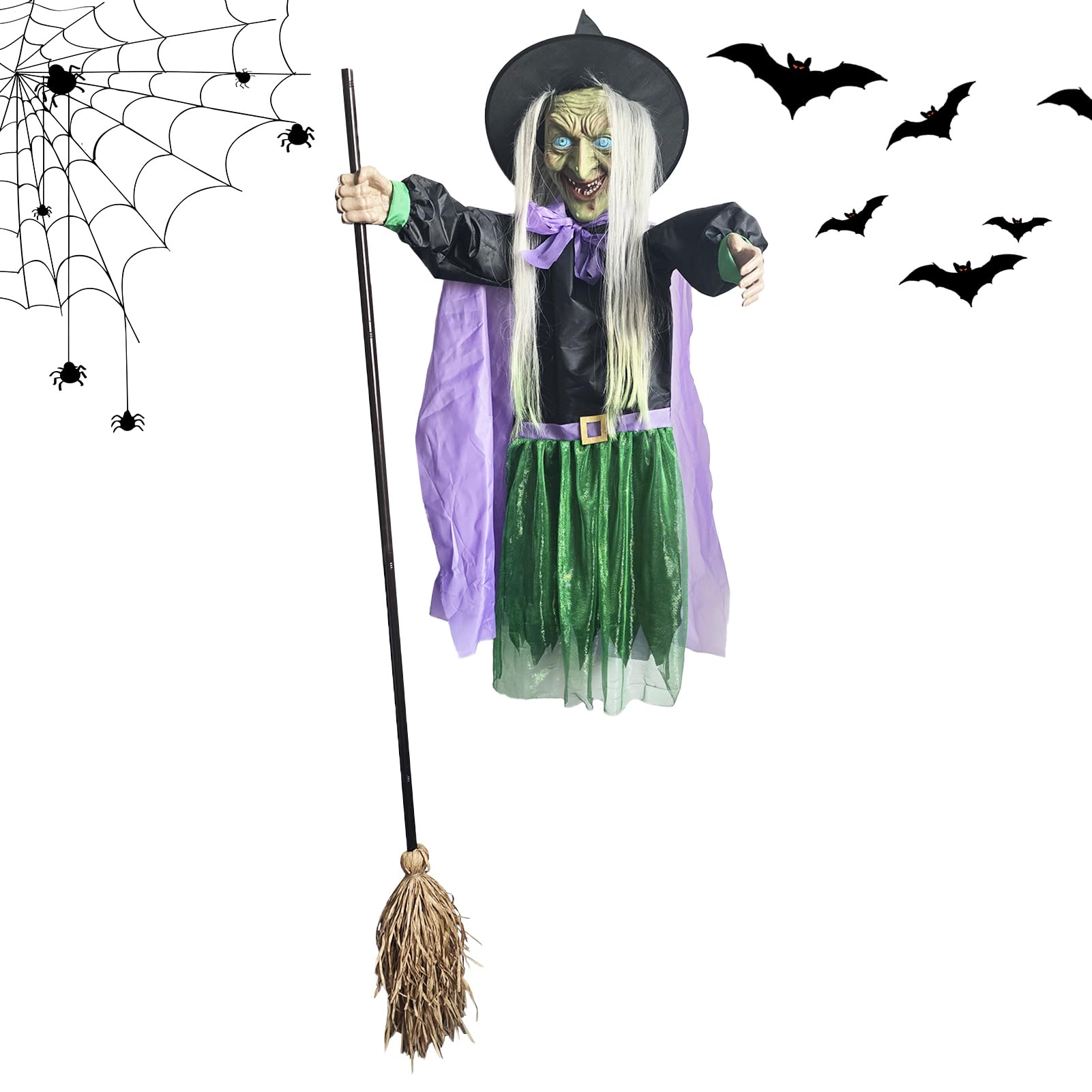 Latająca Ozdoba Na Halloween Ozdoba Świąteczna Straszne Rekwizyty | Dekoracje Latającej Lewitującej Czarownicy Z Przerażającym Dźwiękiem Do Ogrodu Na Trawnik Ganek Drzewo I Nawiedzony Dom