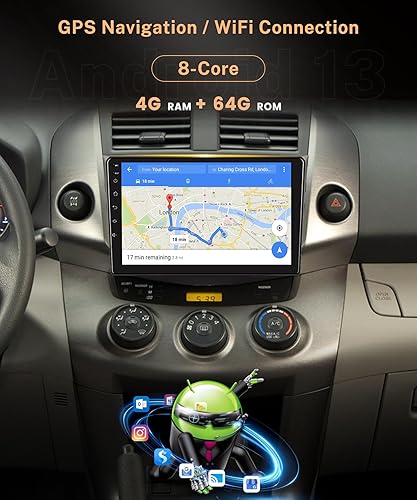 Miniatura 7 de Radio de coche Android 13 2G + 64G para Toyota RAV4 2007-2011, Rimoody Car Stereo Wireless CarPlay Android Auto navegación GPS WiFi Mirror Link 9