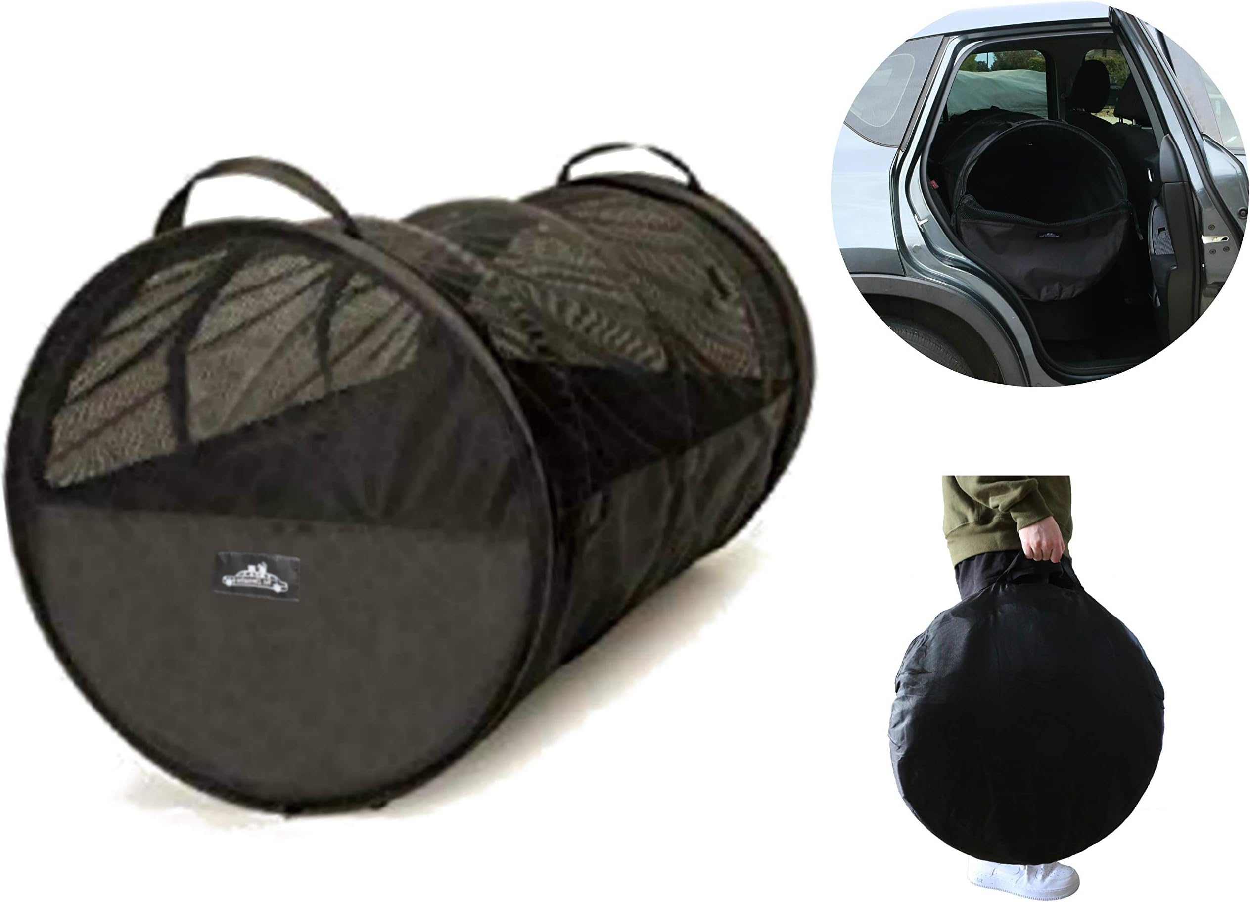Pet Travel Tube Car Crate Kennel, Pet Containment Barrier Mesh Tube, Soft Pet Cage, One Large Size Fits All