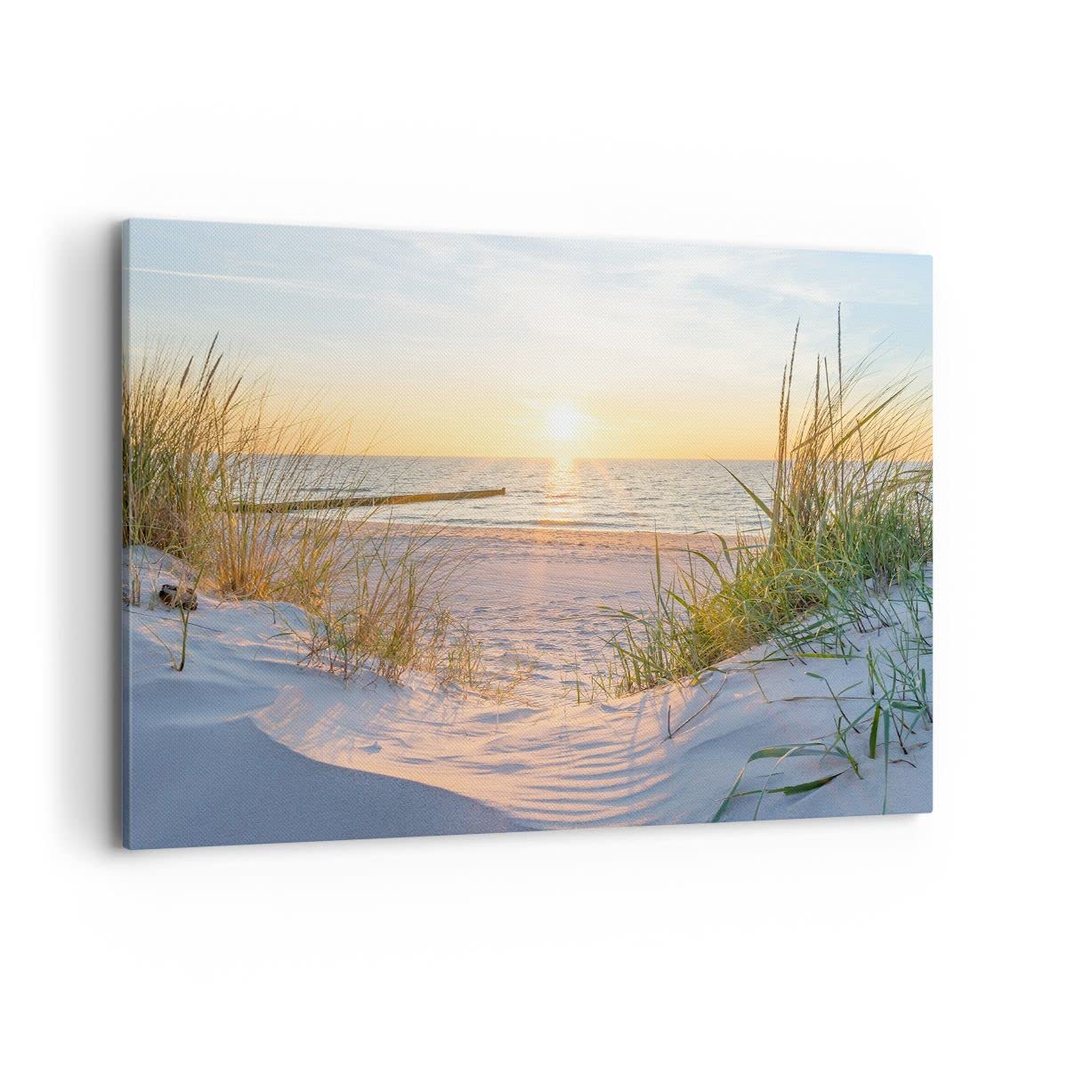 Wandbild Düne Strand Meer Leinwandbild 120x80cm XXL Wanddeko Canvas Art