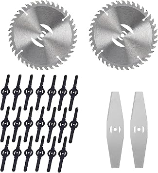 Weed Wacker Blade, 6in Weed Eater Replacement Blades, with 2 Saw Blades, 2 Metal Blades, 20 Nylon Blade, Trimmer Blades for Cordless String Trimmer Battery Powered