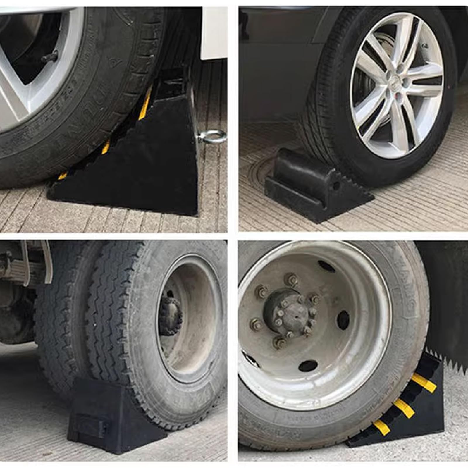 Bremskeile für Anhänger, Unterlegkeile for Doppelreifen von Wohnmobilen, rutschfeste Gummikeile for Bootsanhänger, LKW, for Alle Oberflächen und Bei Jedem Wetter, 2 Stück