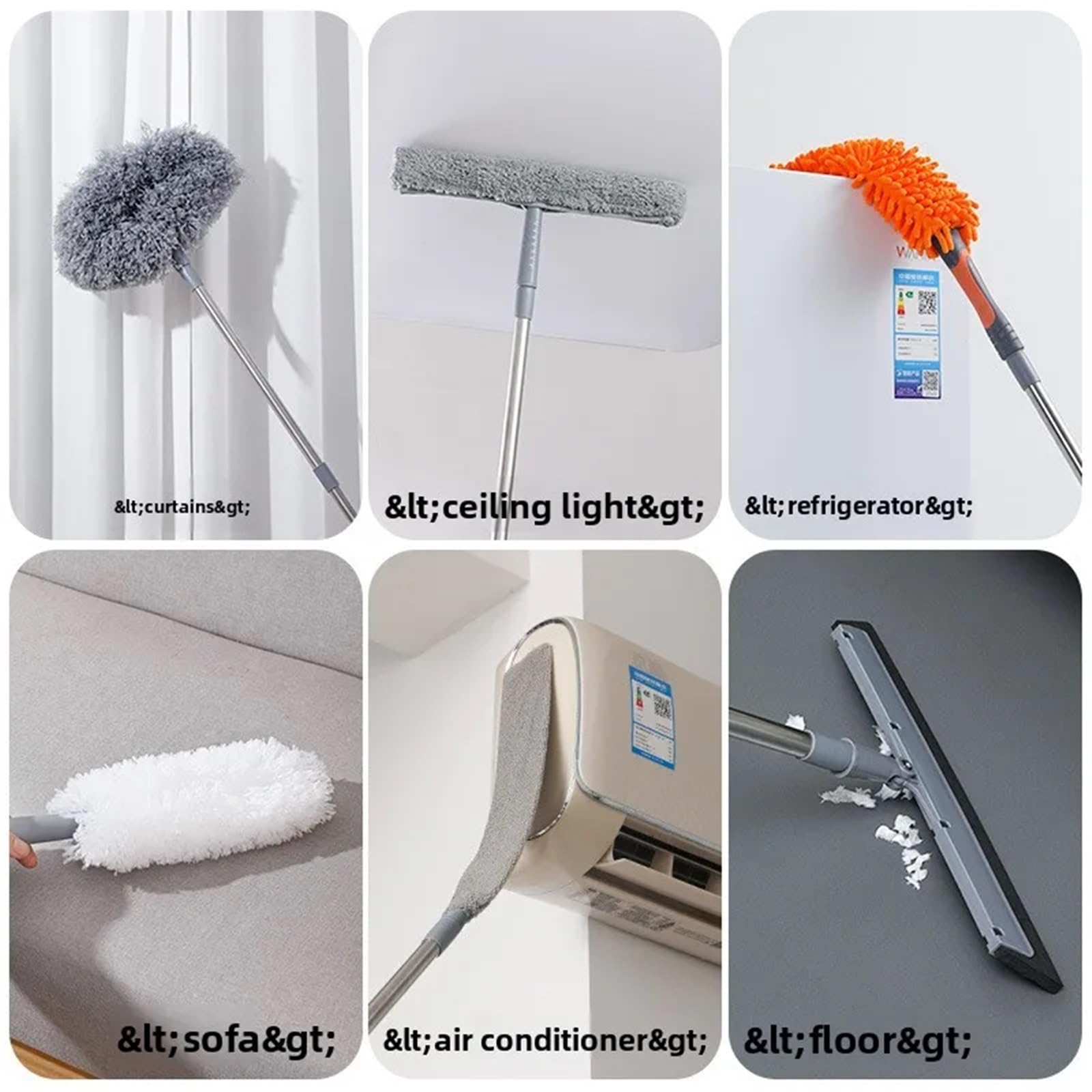 Plumero Atrapapolvo Herramienta de Limpieza alféizar Ventana, Ventilador doméstico Ligero Chenilla Poste Largo retráctil electrostático(Color 4)