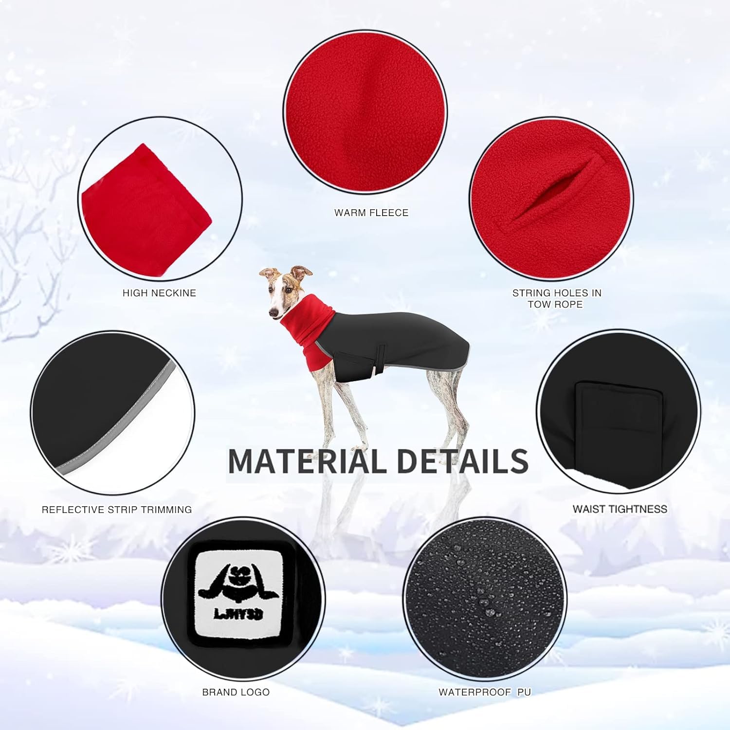 Manteau d'hiver pour lévrier, pull pour salukis et whippet, veste imperméable pour lévrier, manteau d'hiver pour chien pour whippet, imperméable pour chien, manteaux pour lurcher, manteaux pour