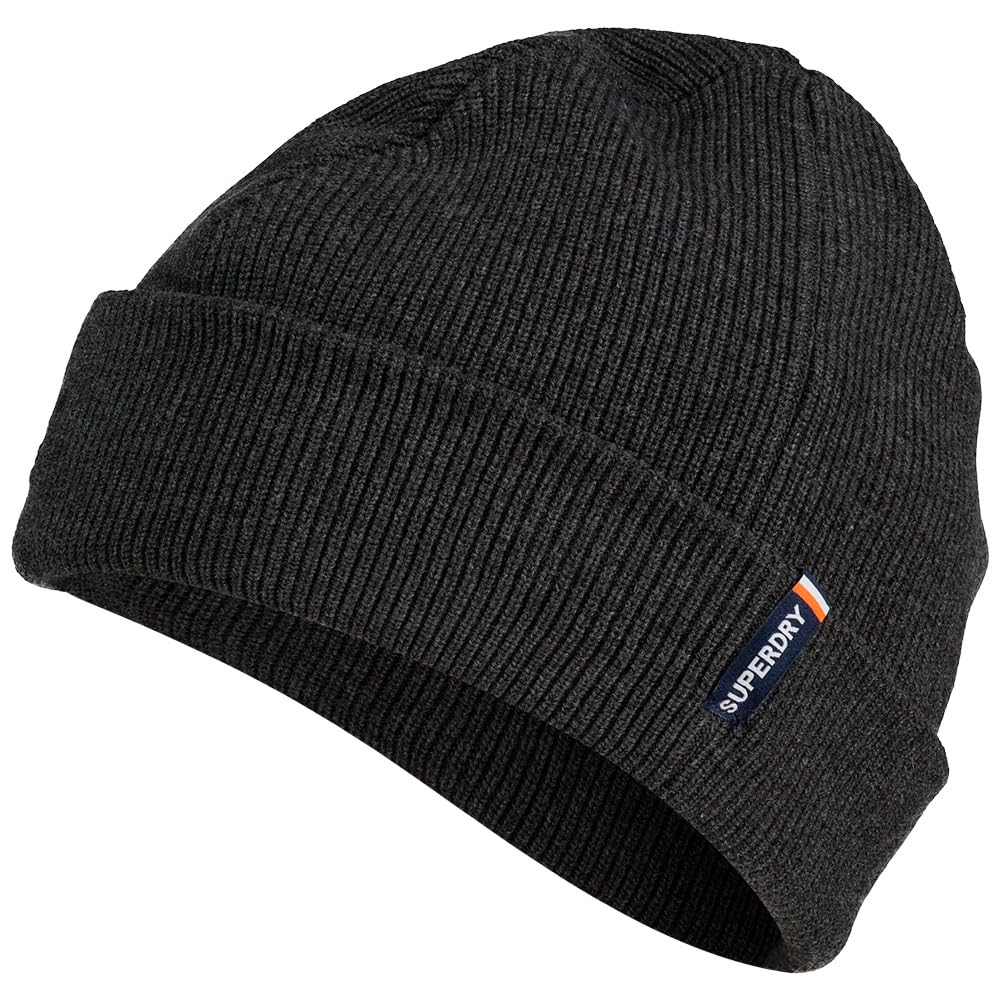 Superdry Essential Logo Knitted Beanie Hat, Grey, Men