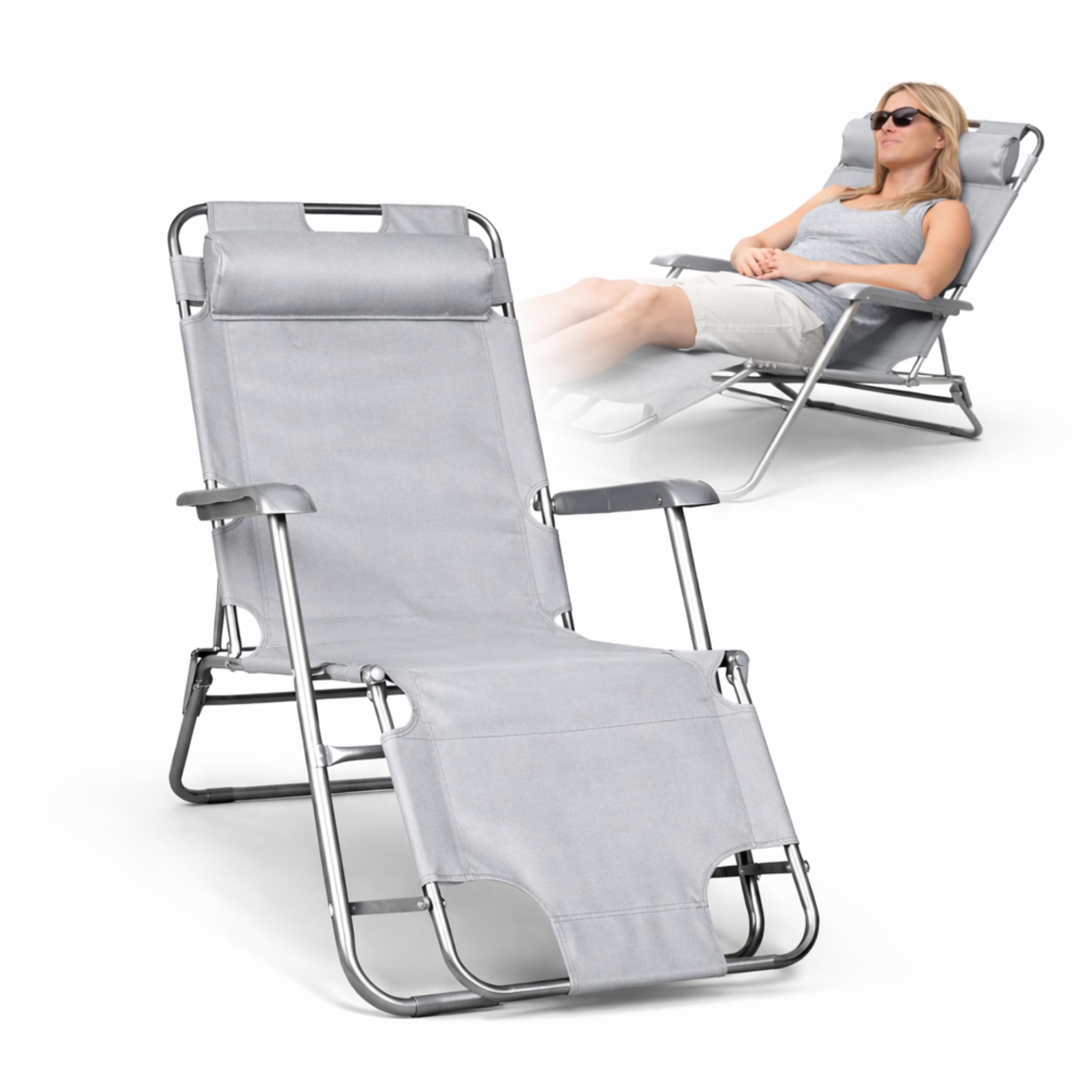 Deccart leicht Grau | Gartenliege Liegestuhl garten klappbare Sonnenliege klappbar Sonnenliegen Gartenliegen Sun lounger Liege für Balkon und