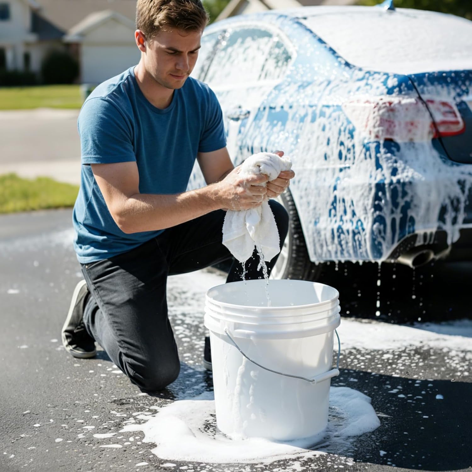 2.5 Gallon Bucket for Cleaning, Small Extra Thick Plastic Bucket with Metal Handle, Food Grade, BPA Free (White, 3 Pack, No Lid)