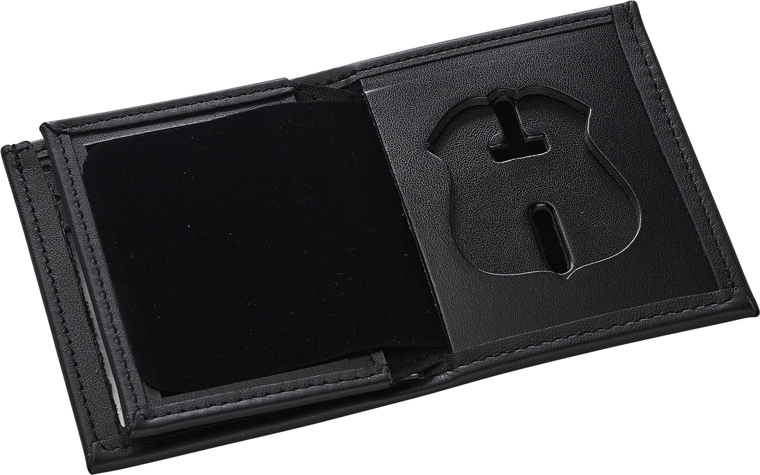 Perfect Fit Shield Wallets Detroit Police Hidden Badge Bi-Fold Wallet (Cutout PF-187) Black Leather