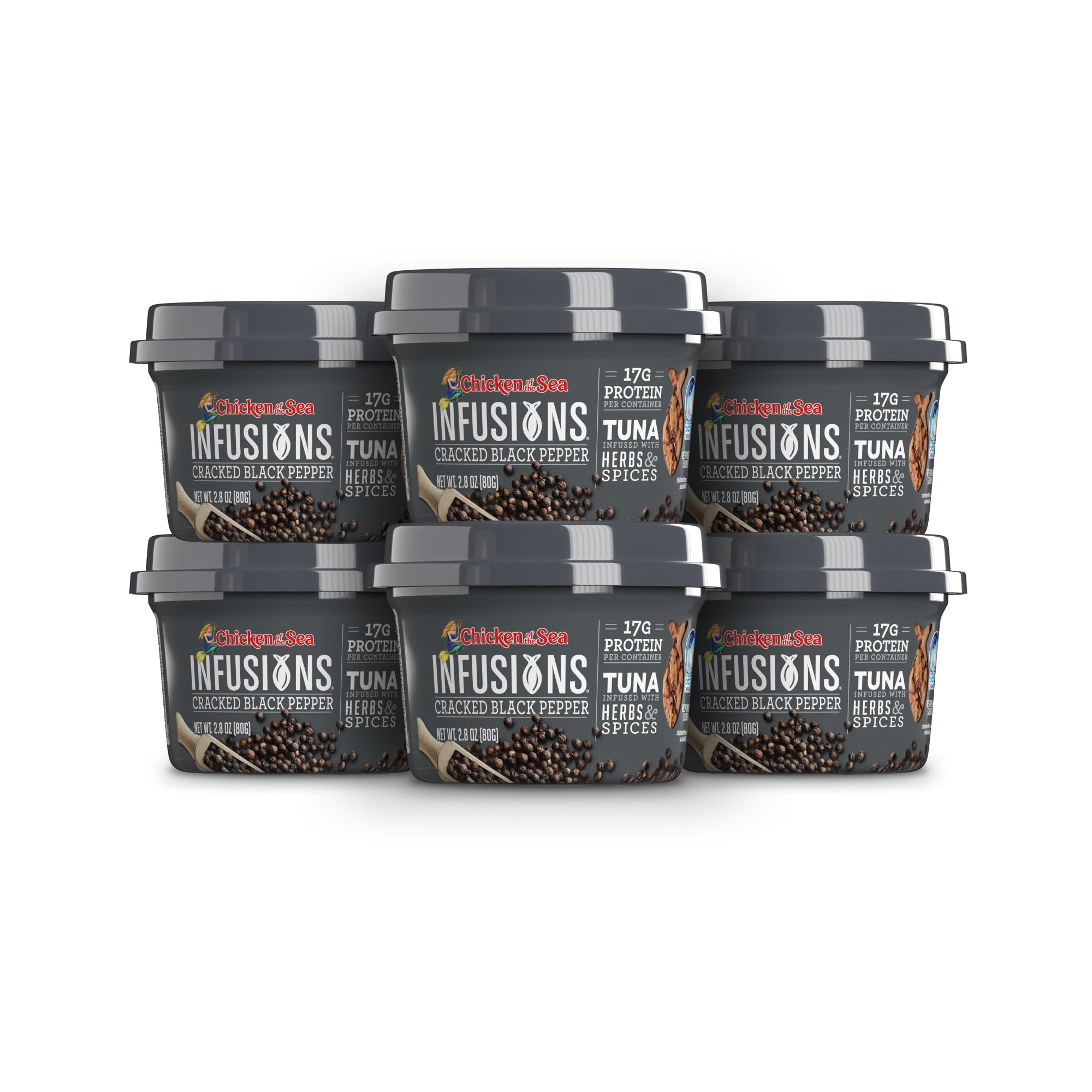 Chicken of the Sea Infusions Tuna, Cracked Black Pepper, 2.8-Ounce Cups (Pack Of 6)