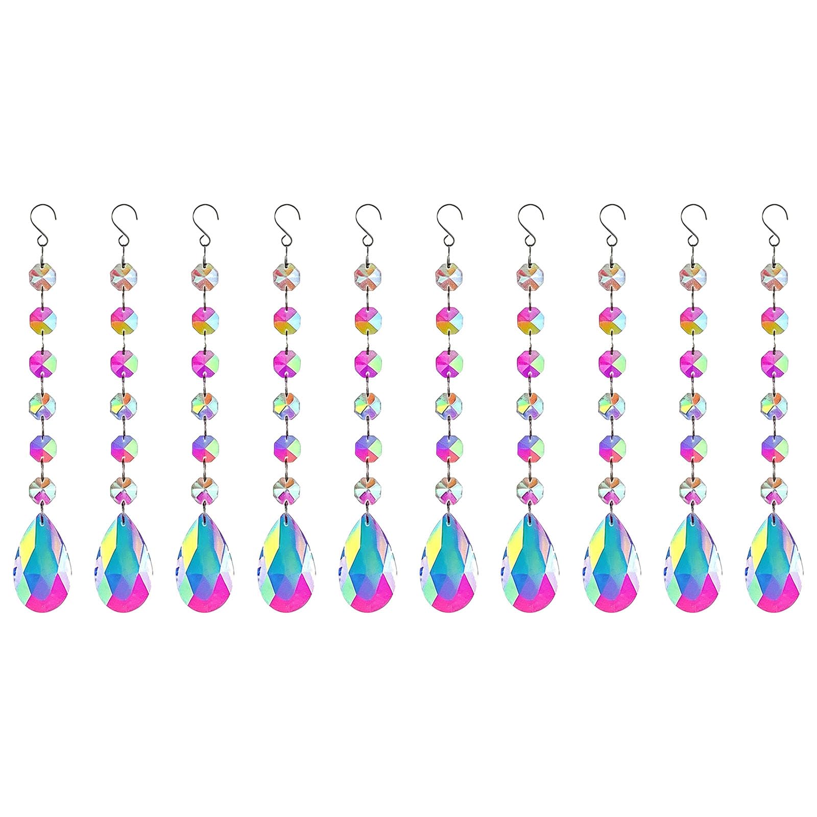 Suncatchers Room Accent Set, 10 Piece Prism Bead Ornaments for Home Party Wedding Display with Reflective Detail Decor Sun Prism Decor Faceted Bead Strand Reflective Glass Ornament Home Room Event