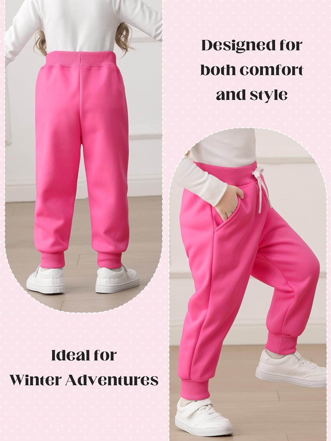 Resinta 3 Pack Toddler Girls' Fleece Pants Baby Casual Pull On Active Sweatpants Warm Joggers with Pockets Drawstring - Image 5