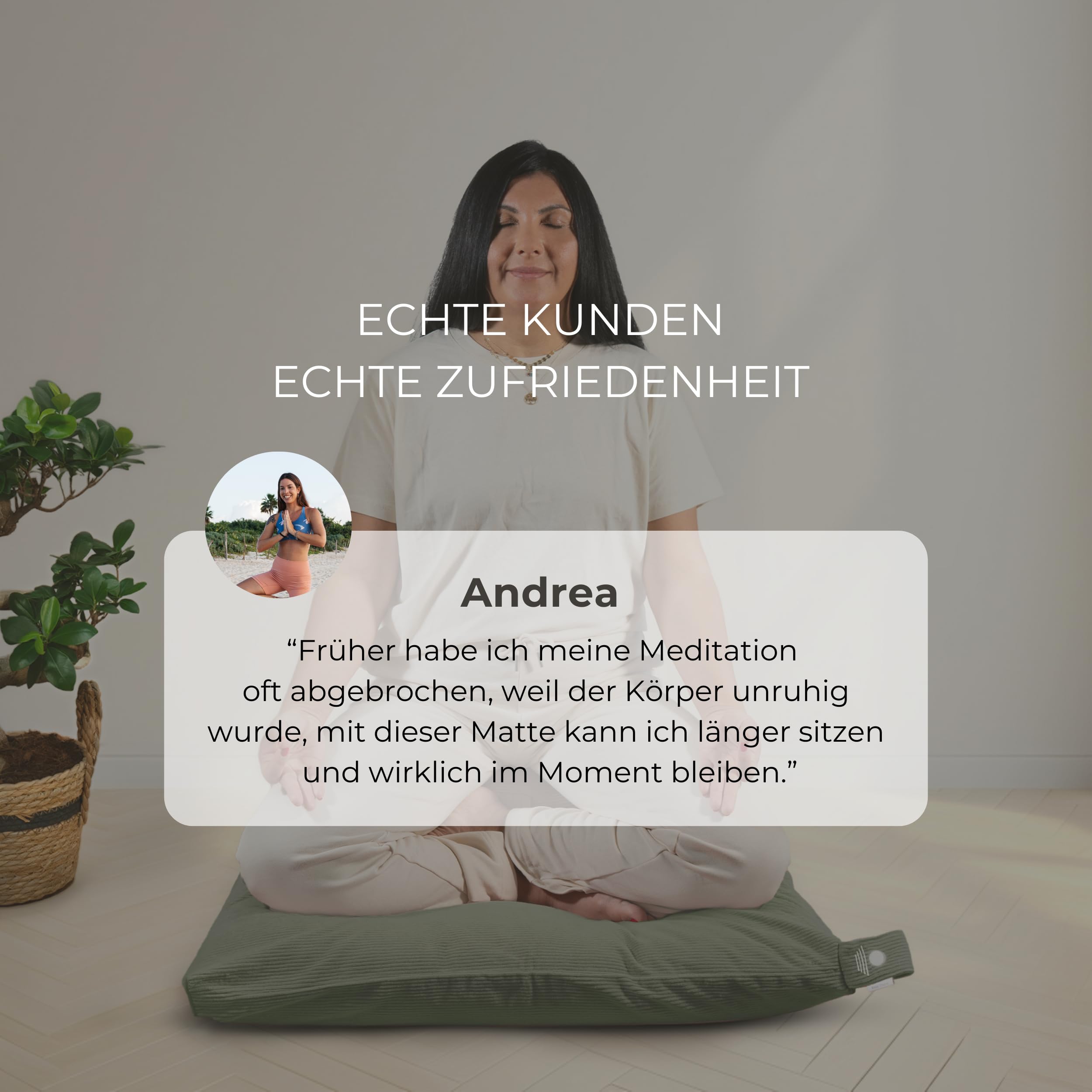 Inner Peace Meditationsmatte Zabuton Cord XL 85 x 85 cm | Kapokfüllung, Bezug: 100% Baumwolle, waschbarer Bezug, Meditation Matte, Zen Matte, extra groß