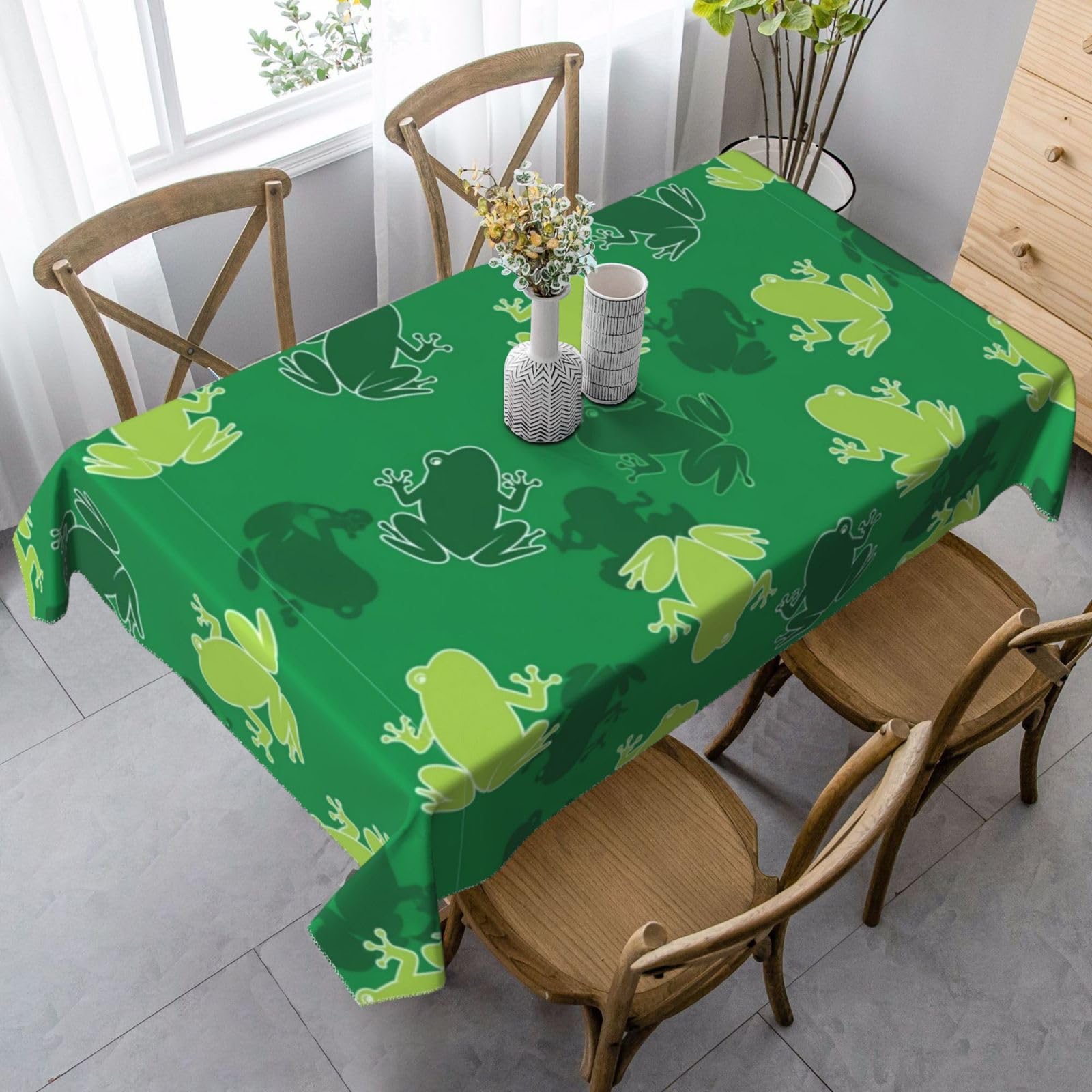 Nappes grenouilles vertes 137x183cm réutilisables et lavables
