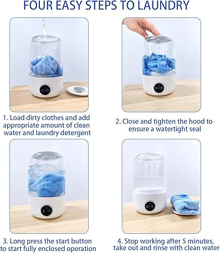 Miniatura 4 de Lavadora de ropa interior, mini lavadora portátil, lavadora en miniatura recargable inalámbrica, para el hogar, apartamento, viajes, camping (2)