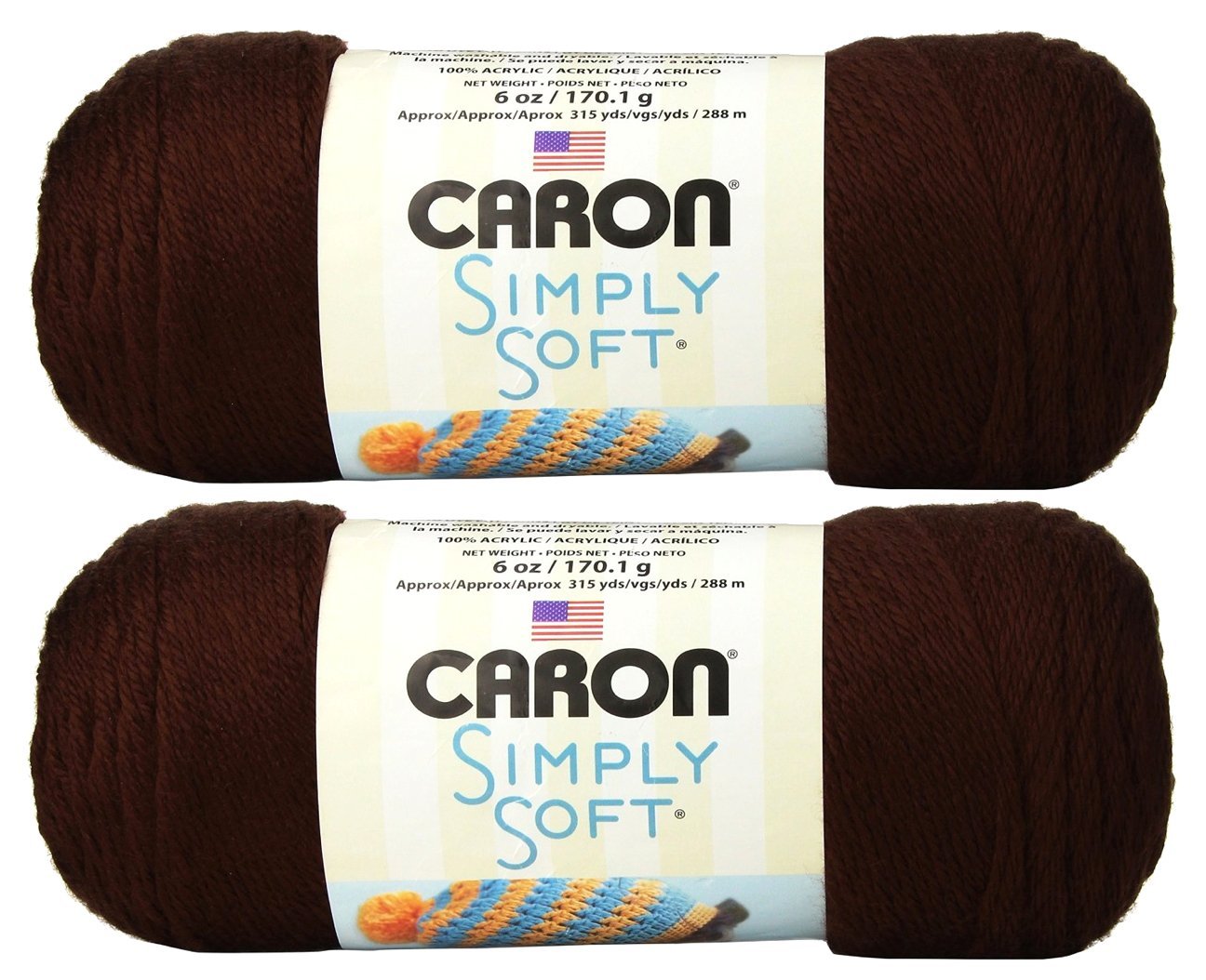 Bulk Buy: Caron Simply Soft Yarn Solids (2-Pack) (Chocolate)