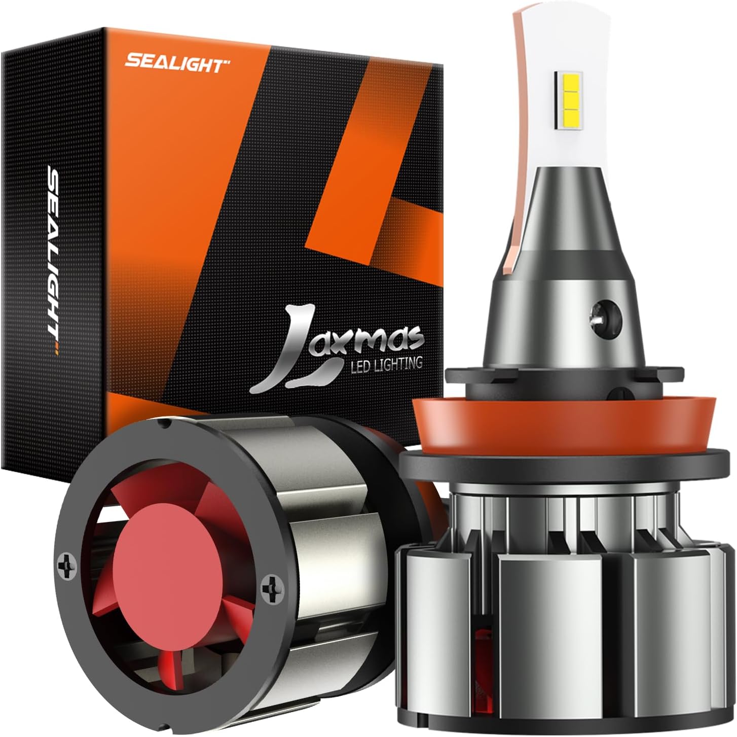 SEALIGHT H11/H8/H9 LED Fog Light Bulbs, 6000K Cool White, 800% Brighter, 5 Mins Install, Adjustable Beam, Pack of 2