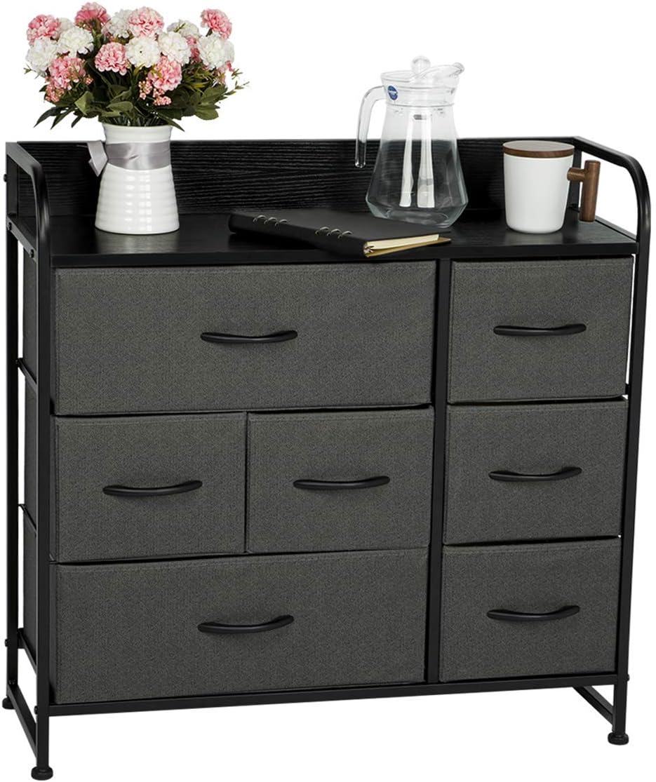 oneinmil 7 Storage Drawer,Storage Drawer Units Dressers with Non-Woven Fabric,Dressers for Bedroom Gray