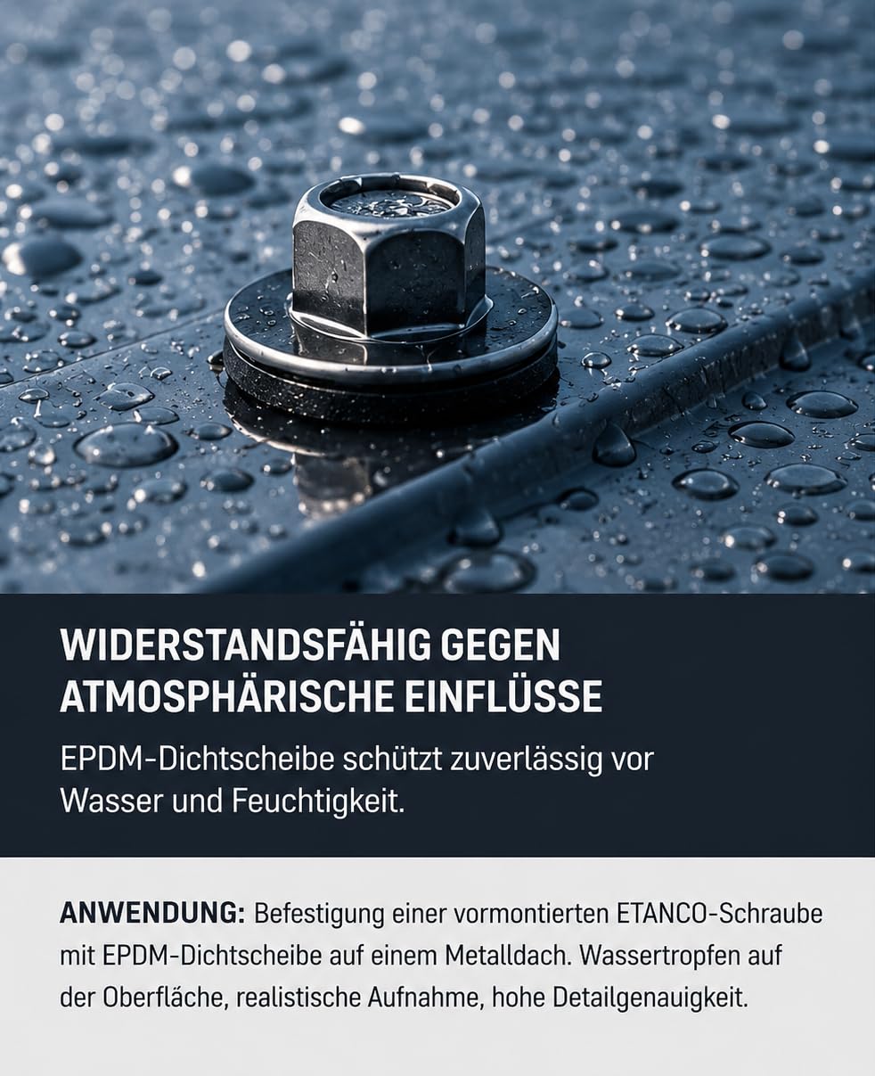 ETANCO GTR 12 SP A19 Tornillo de doble rosca autoperforante para paneles sándwich sobre acero RAL 7016 antracita EPDM arandela ETA CE SW8, 100 unidades (5,5/6,3 x 190 mm)