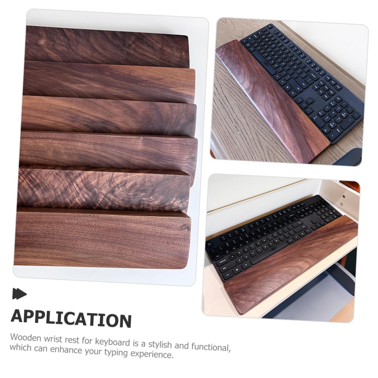 Poggia Polsi per Tastiera in Legno Noce per Tastiera Meccanica | Colore Coffee, Leggero e Stabile, Supporto Palmare per Computer, Finitura Bella e Generosa